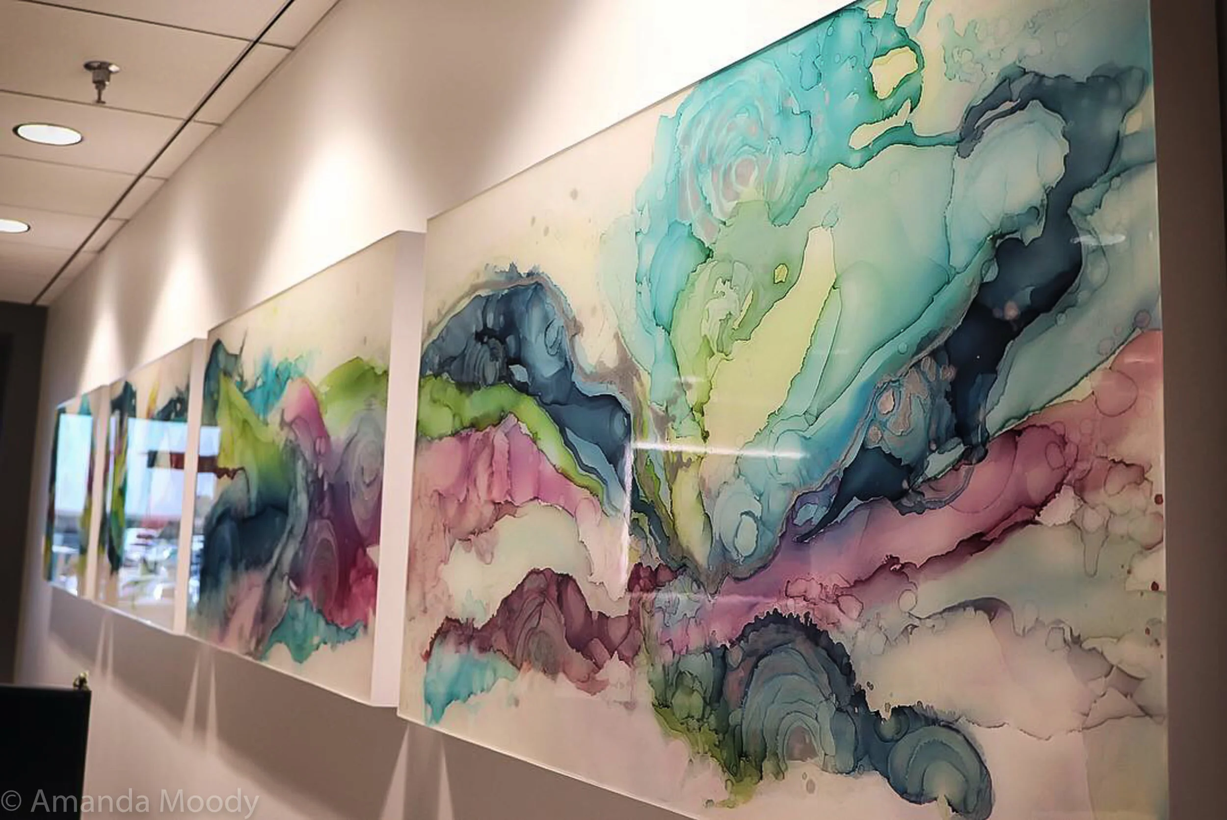 detail of entropy mixed media resin installation by north carolina abstract artist amanda moody
