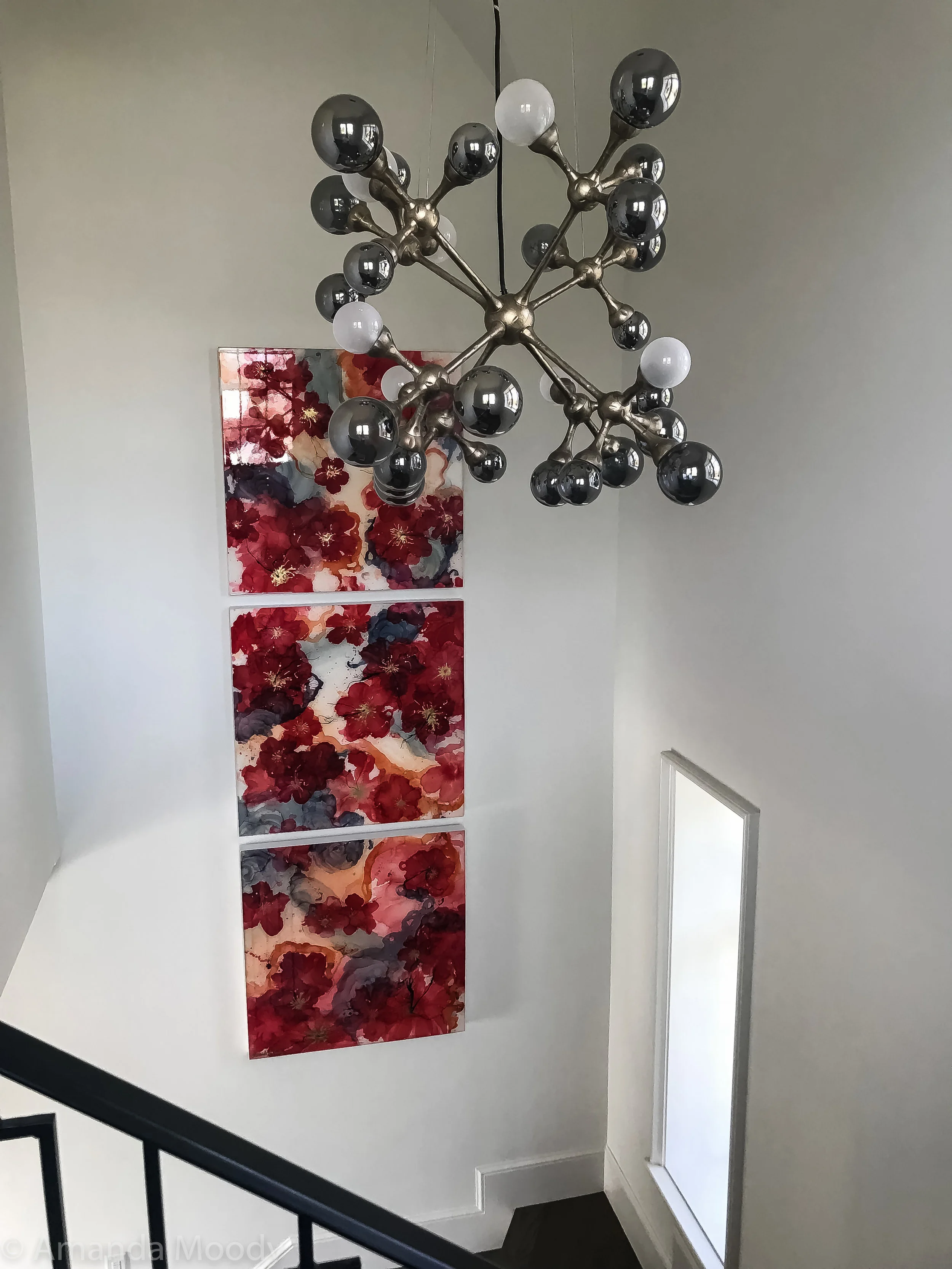 installation of was it real mixed media resin abstract art by north carolina artist amanda moody
