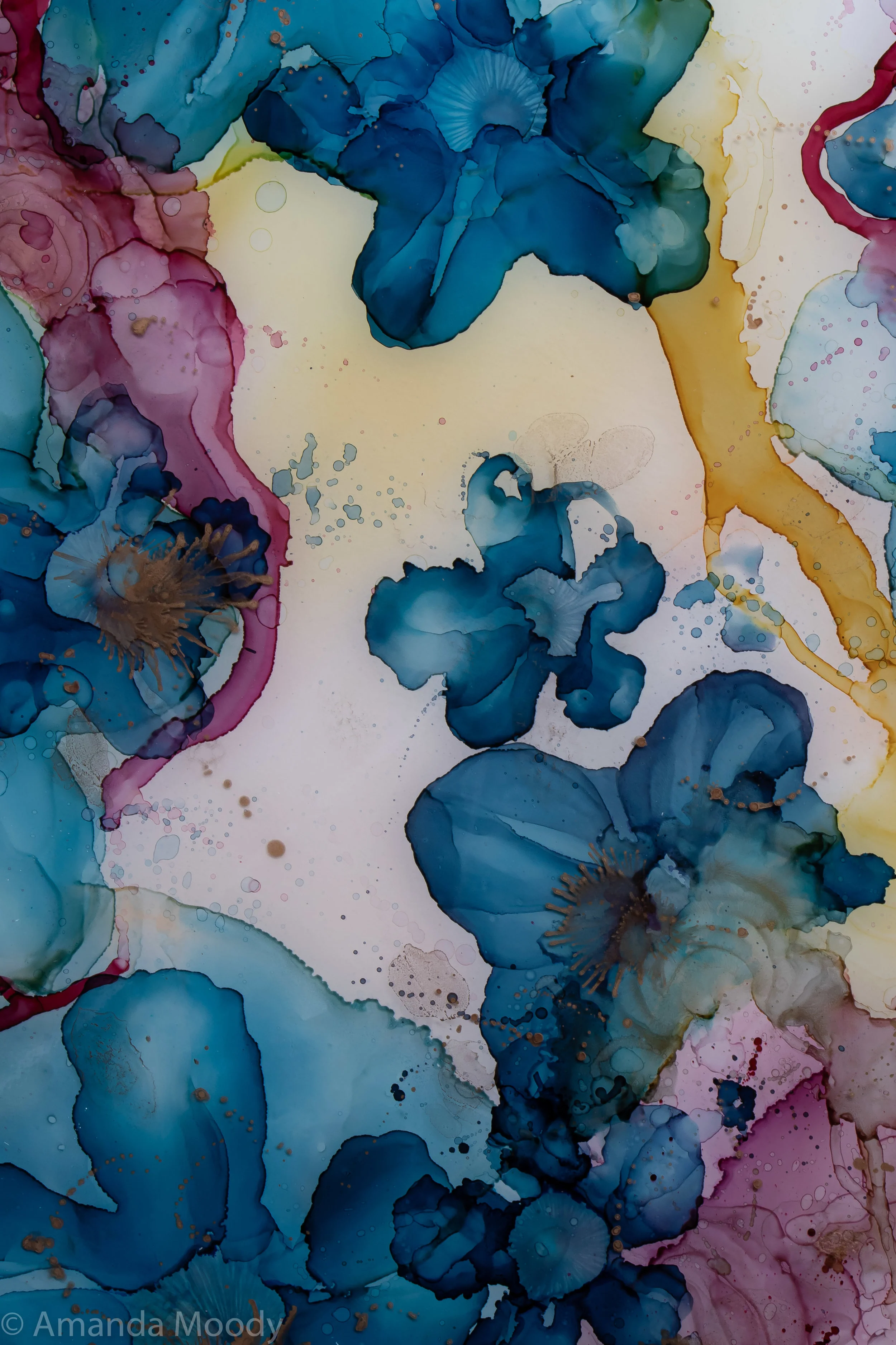 detail of xanadu mixed media abstract art by north carolina artist amanda moody