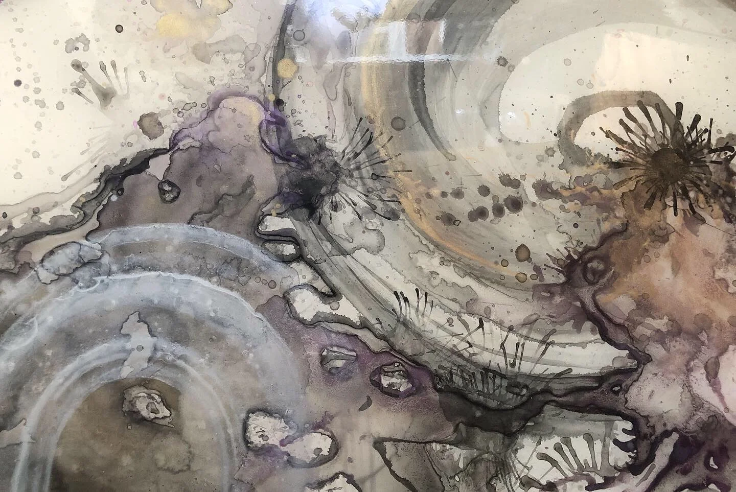detail of marionette mixed media resin art by north carolina abstract artist amanda moody