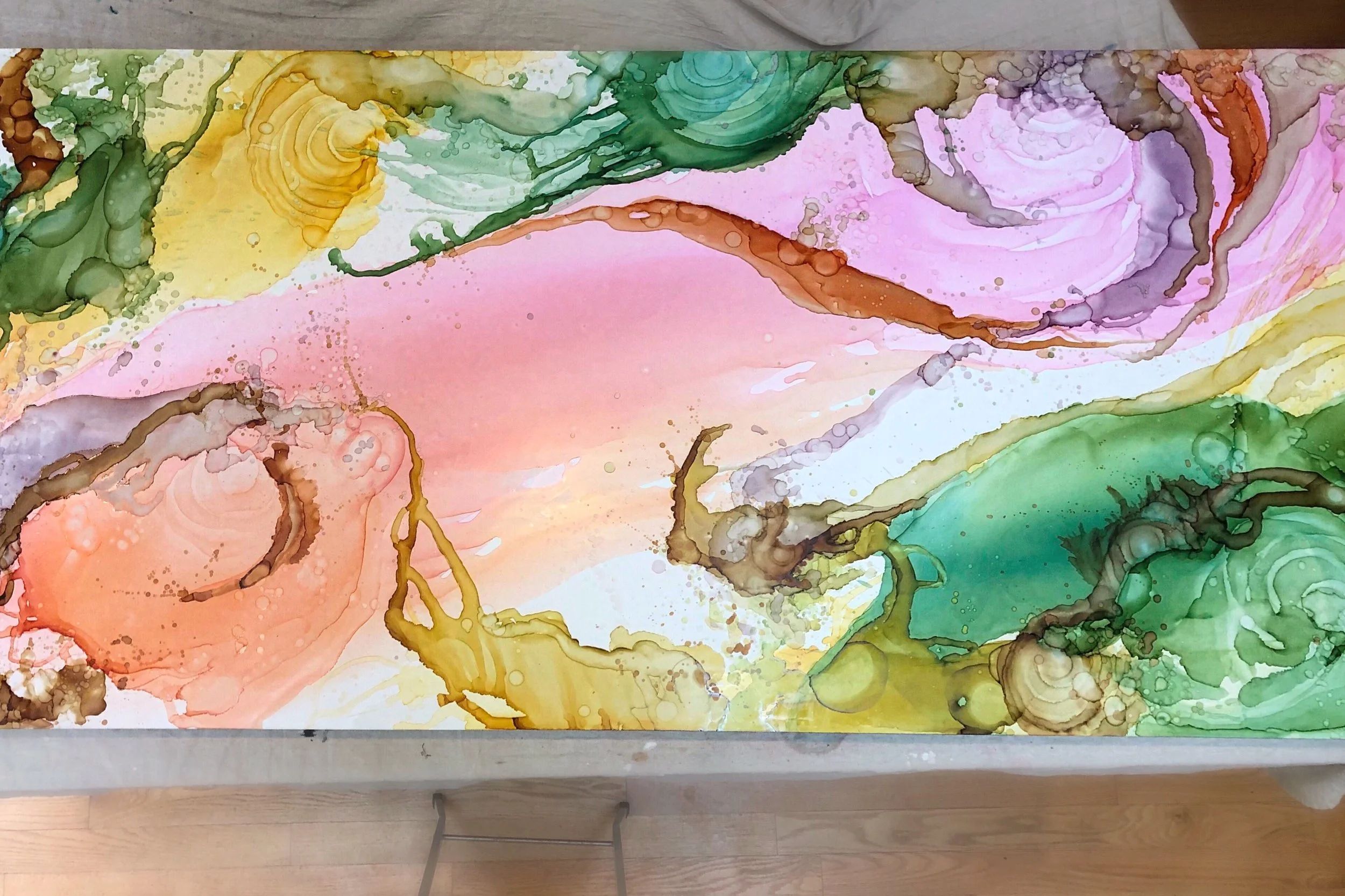 detail of plastic fantastic mixed media abstract art by north carolina artist amanda moody