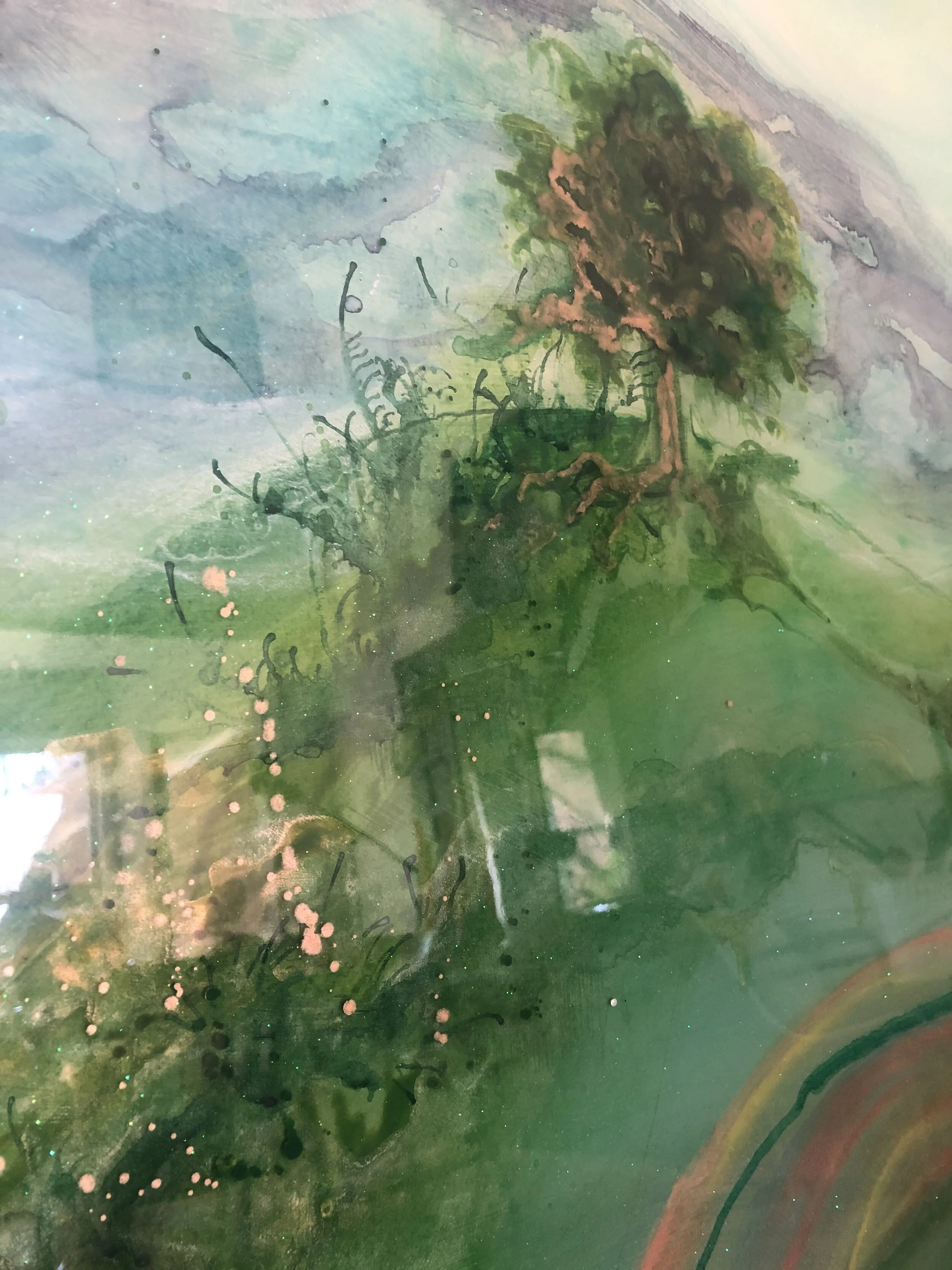 detail of Soulshine mixed media resin art by North Carolina artist Amanda Moody