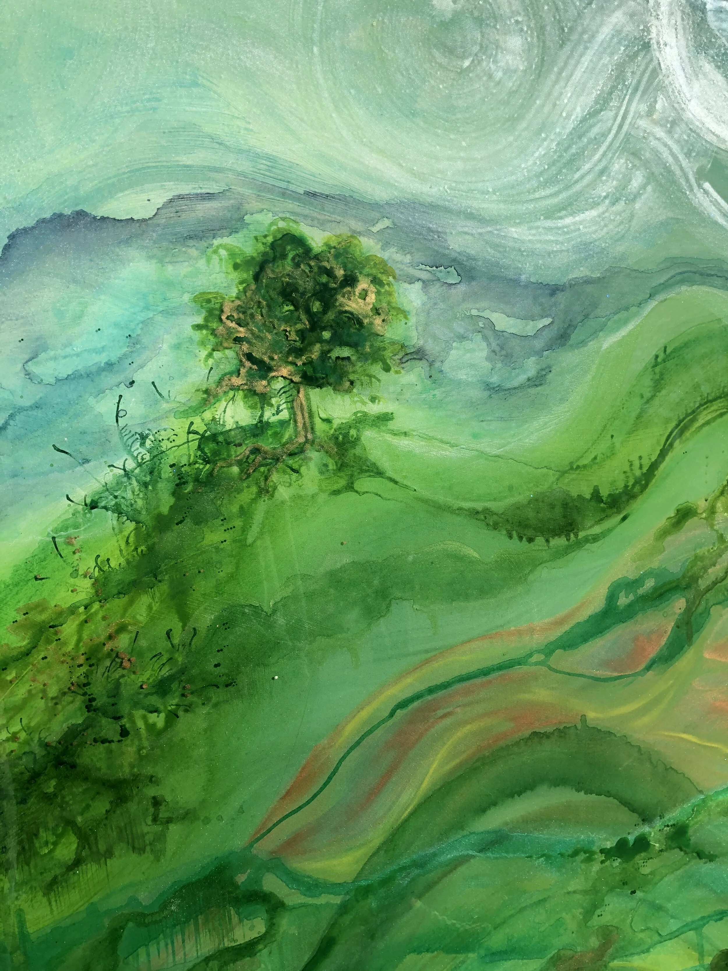 detail of Soulshine mixed media resin art by North Carolina artist Amanda Moody