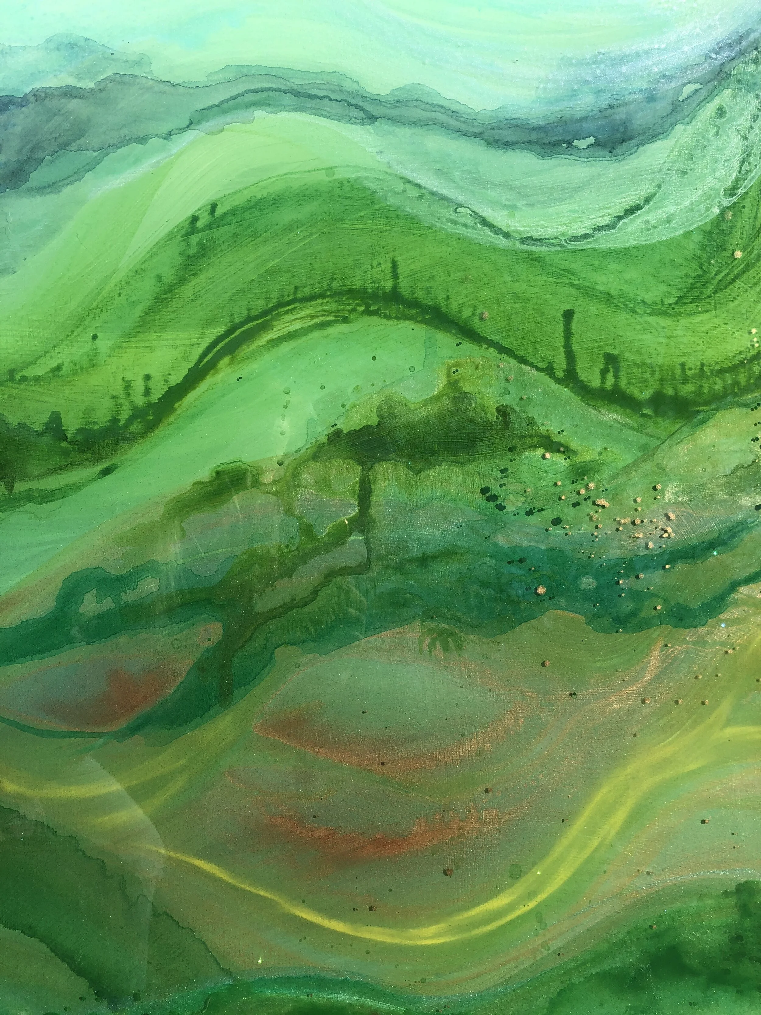 detail of Soulshine mixed media resin art by North Carolina artist Amanda Moody