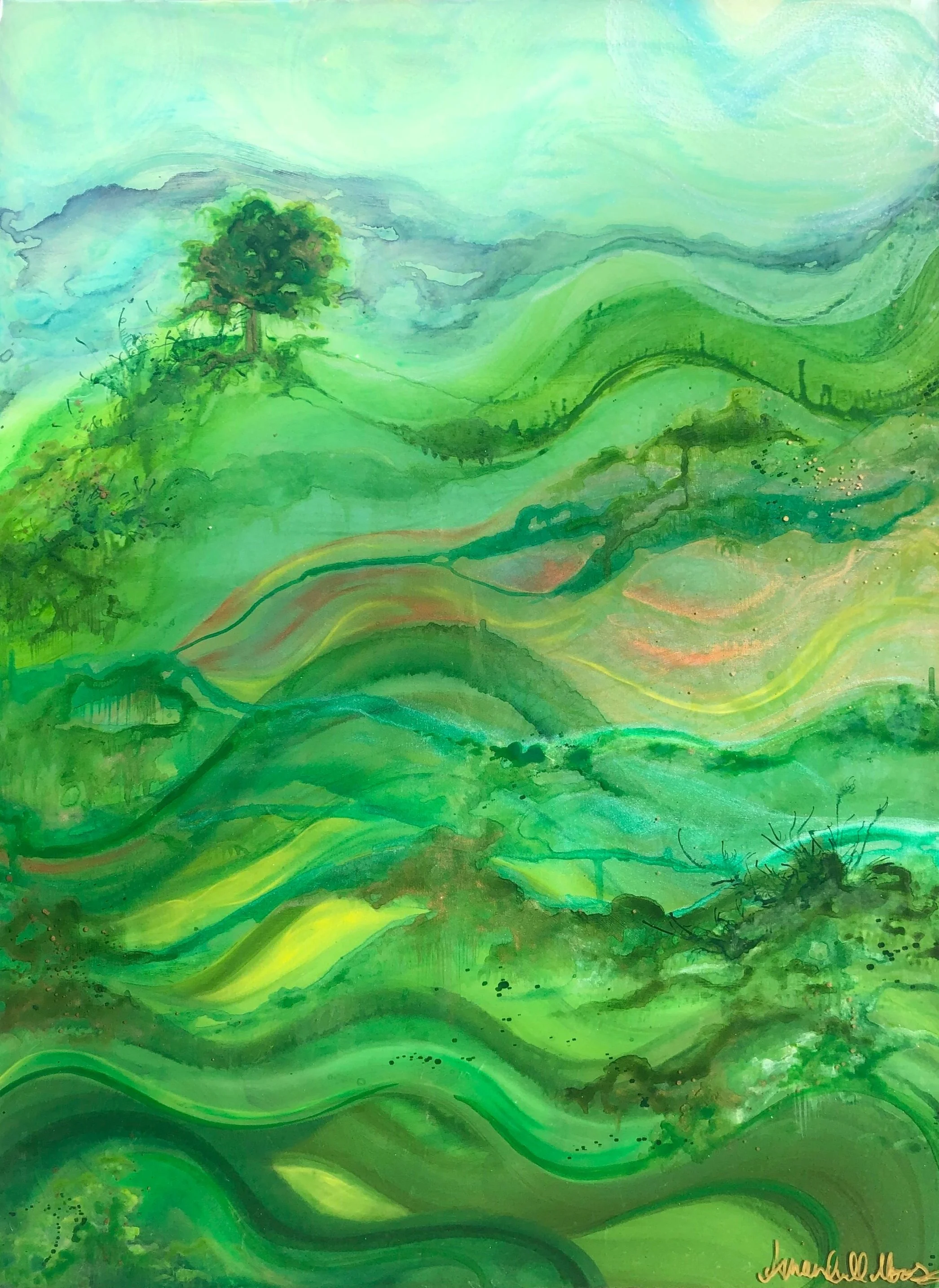 detail of Soulshine mixed media resin art by North Carolina artist Amanda Moody