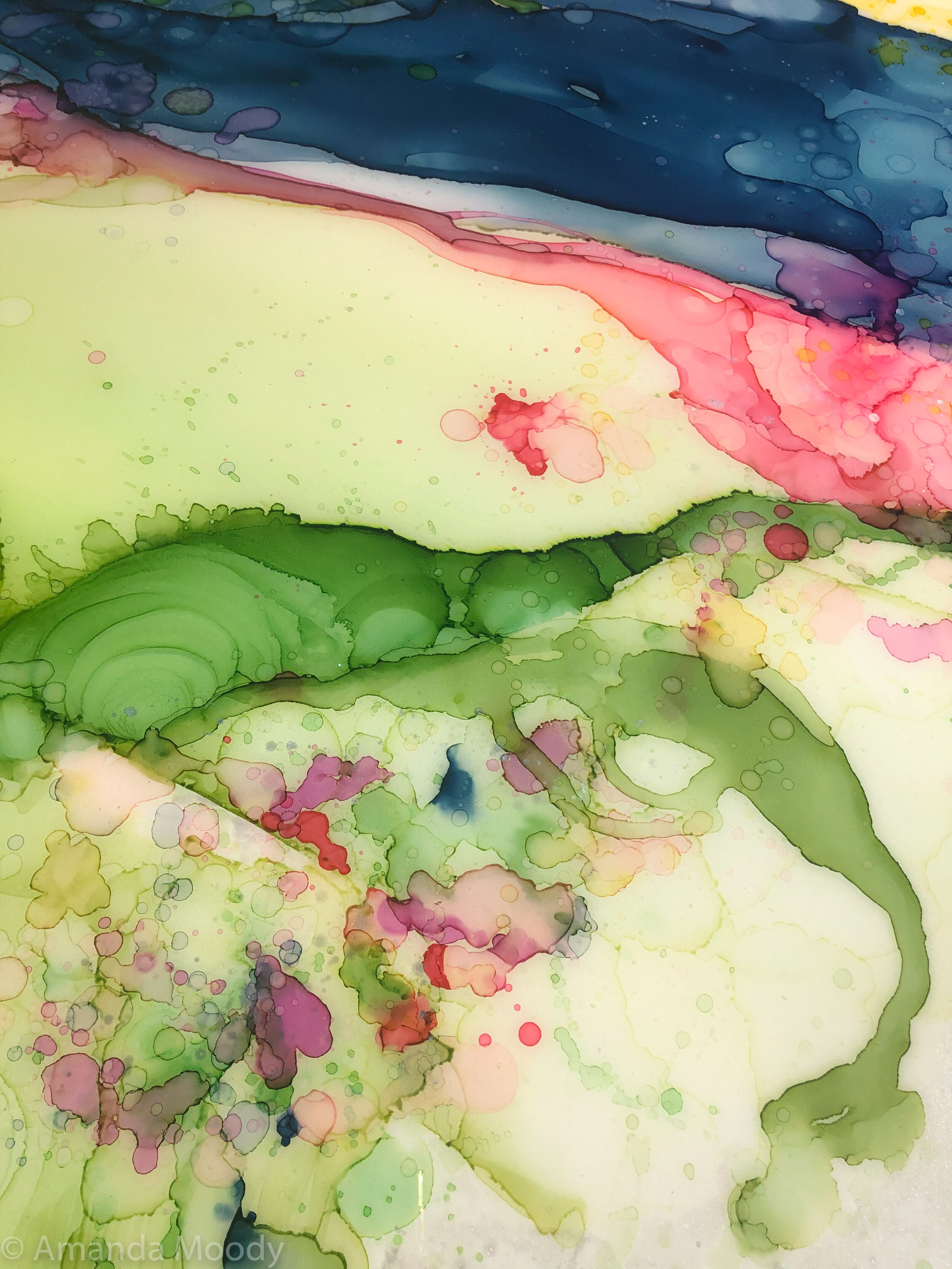 detail of dreamstate mixed media resin on panel by north carolina artist amanda moody