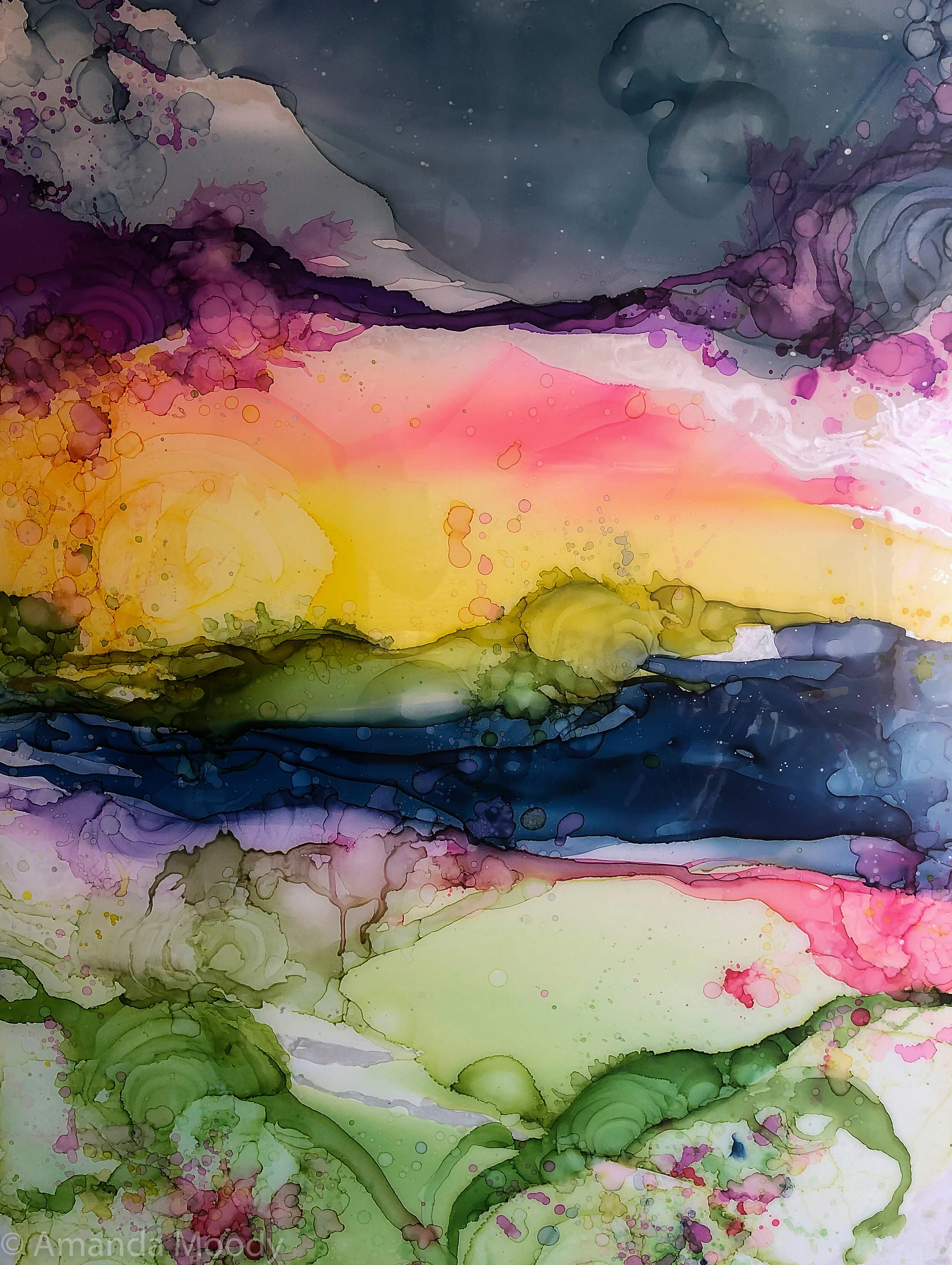 detail of dreamstate mixed media resin on panel by north carolina artist amanda moody