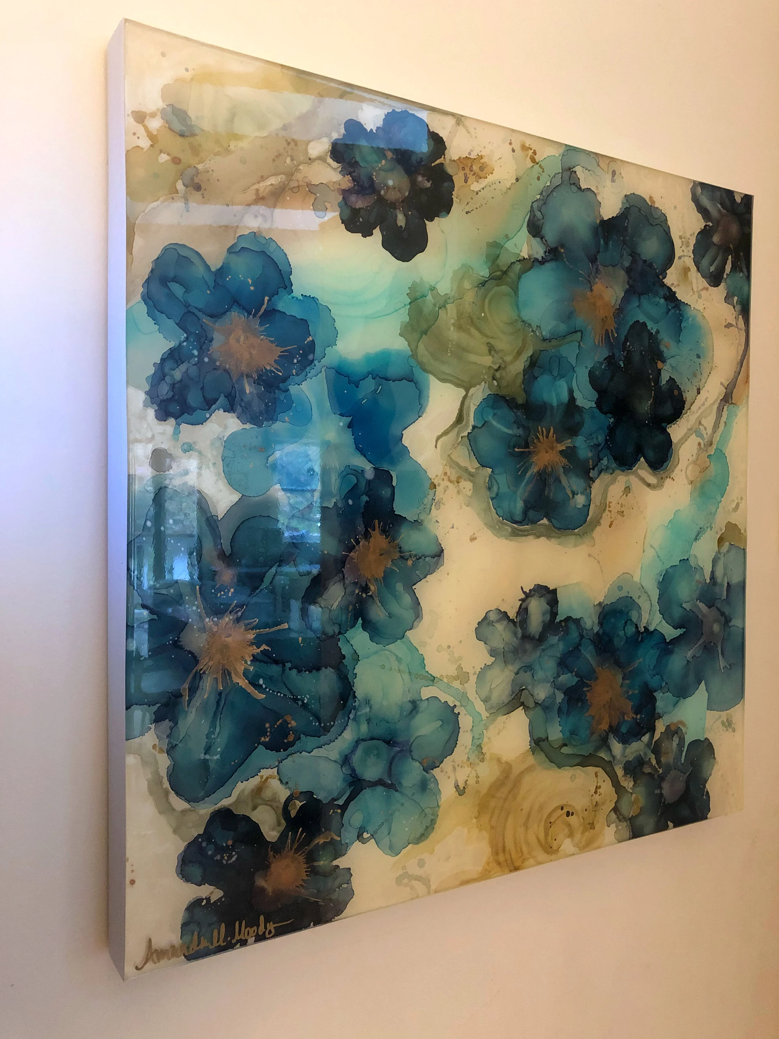 anemone resin mixed media art by north carolina artist amanda moody