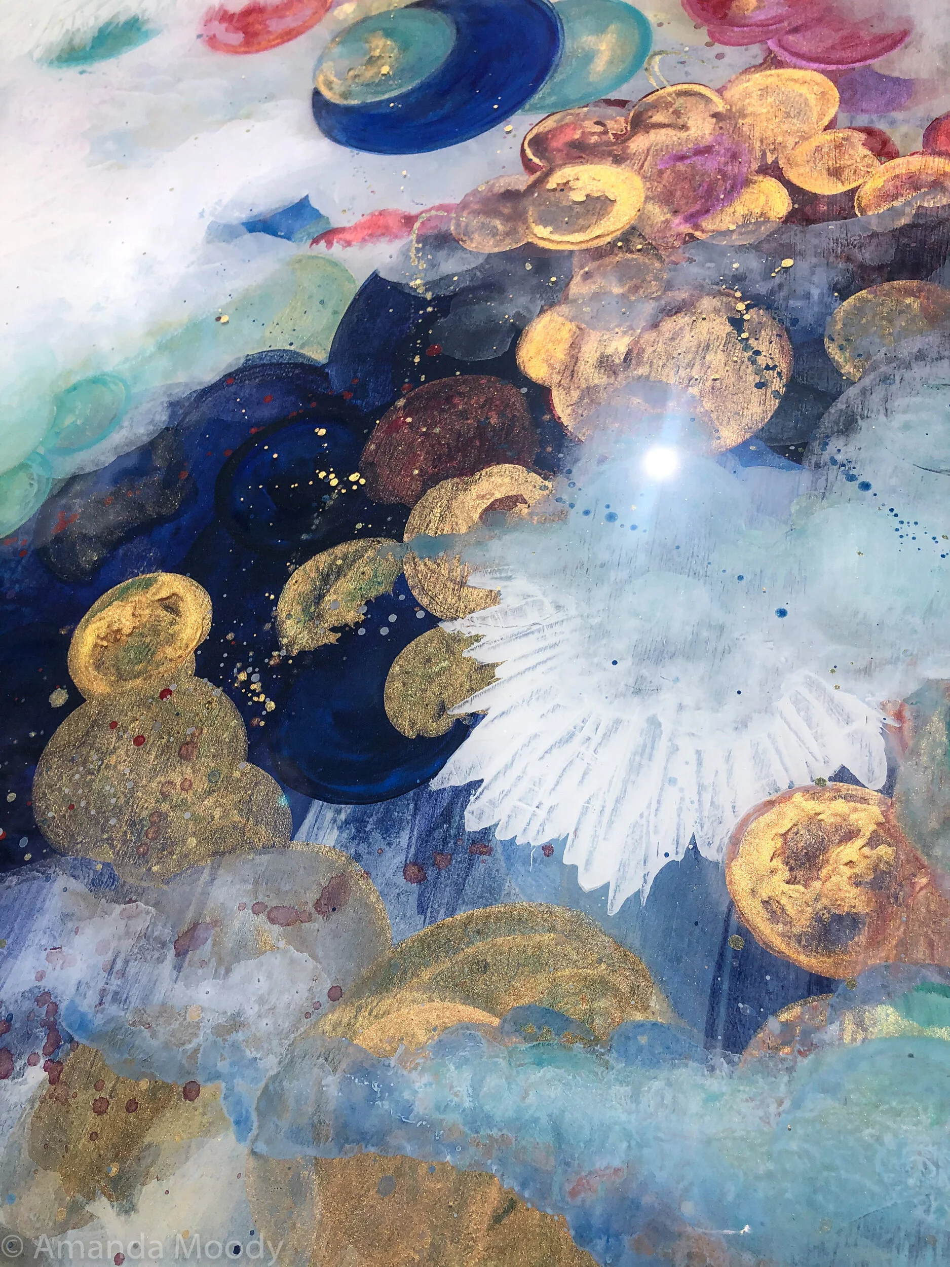 detail of other side resin mixed media diptych by north carolina artist amanda moody