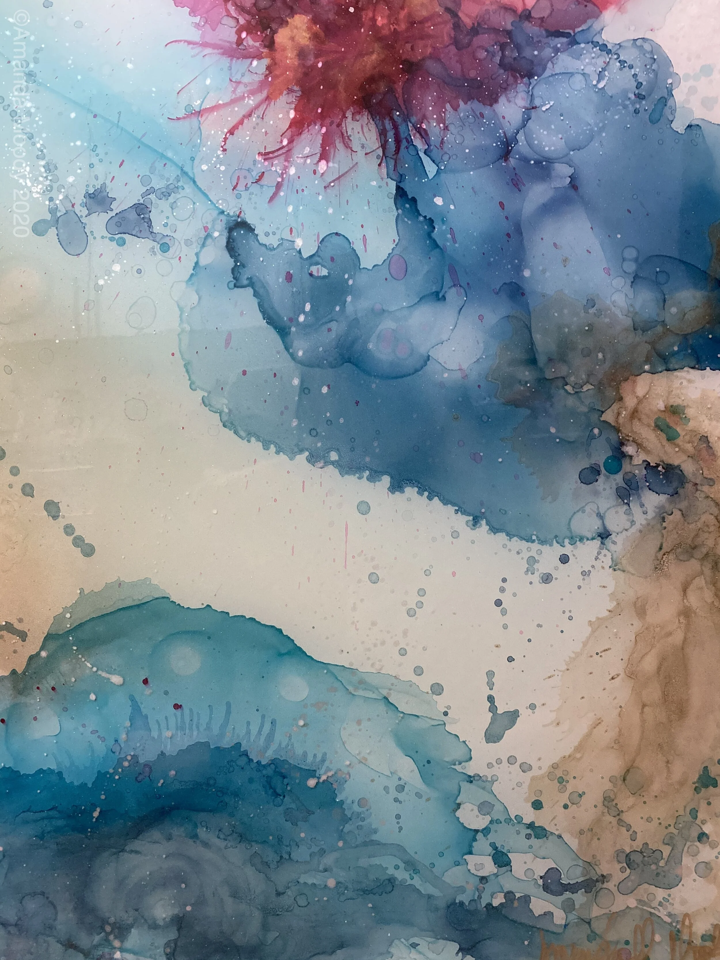  detail of learn by fire mixed media and resin by nc artist amanda moody 