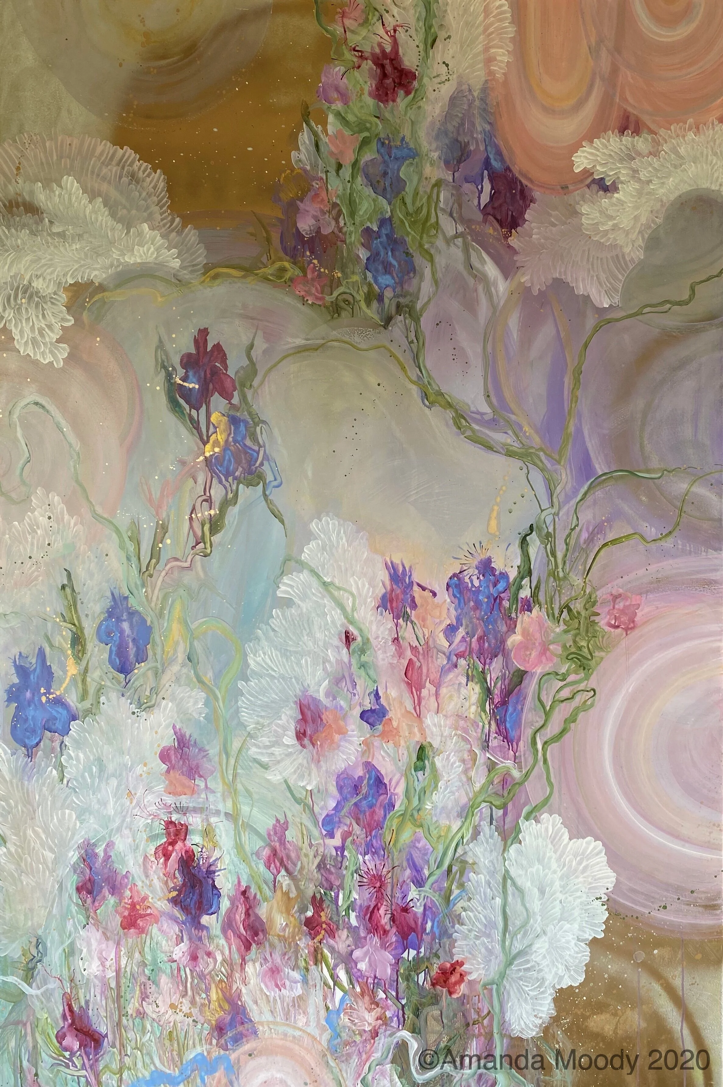 detail of work in progress fairytale mixed media and resin on aluminum by NC artist Amanda Moody