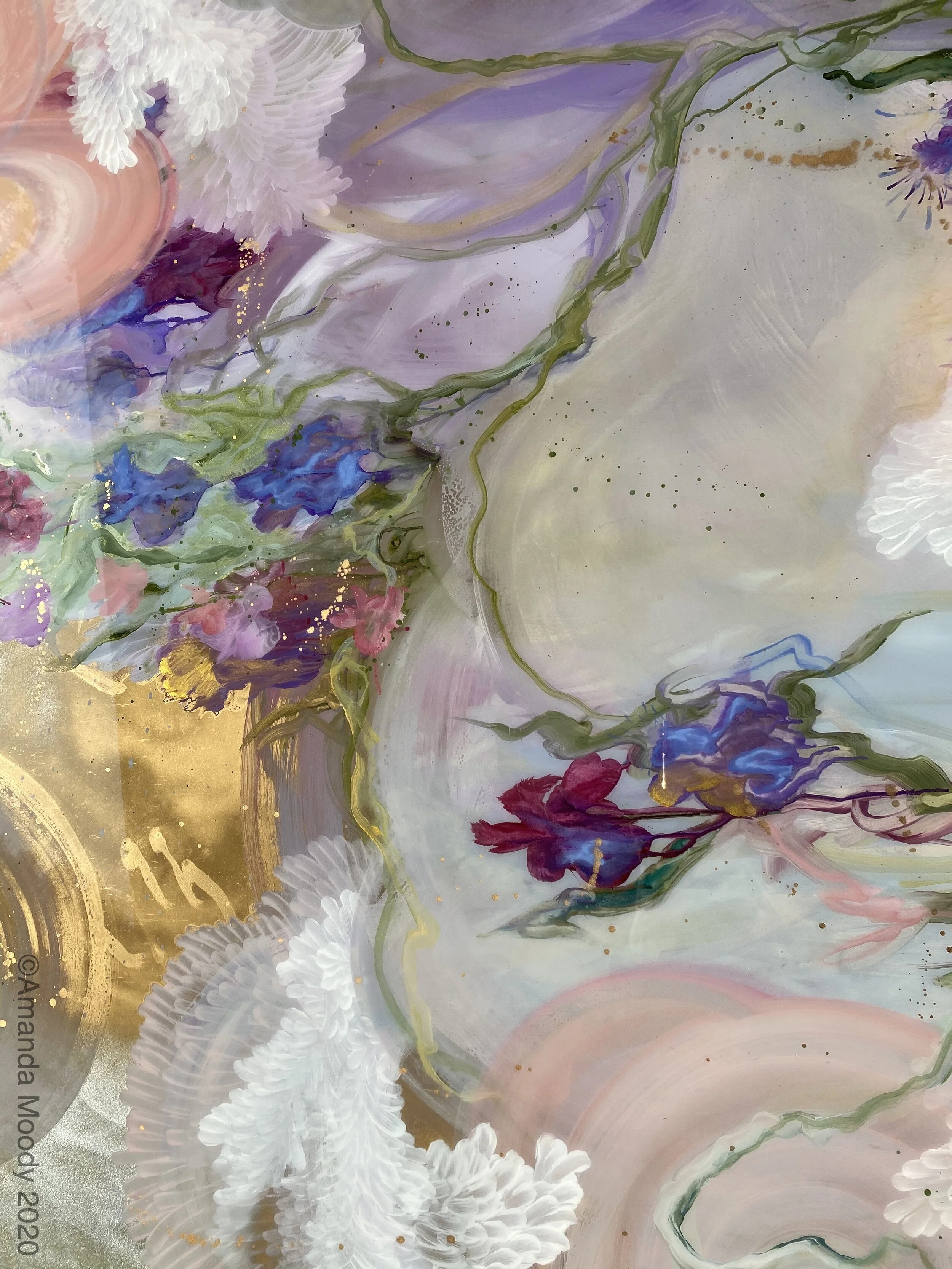detail of fairytale mixed media and resin on aluminum by NC artist Amanda Moody
