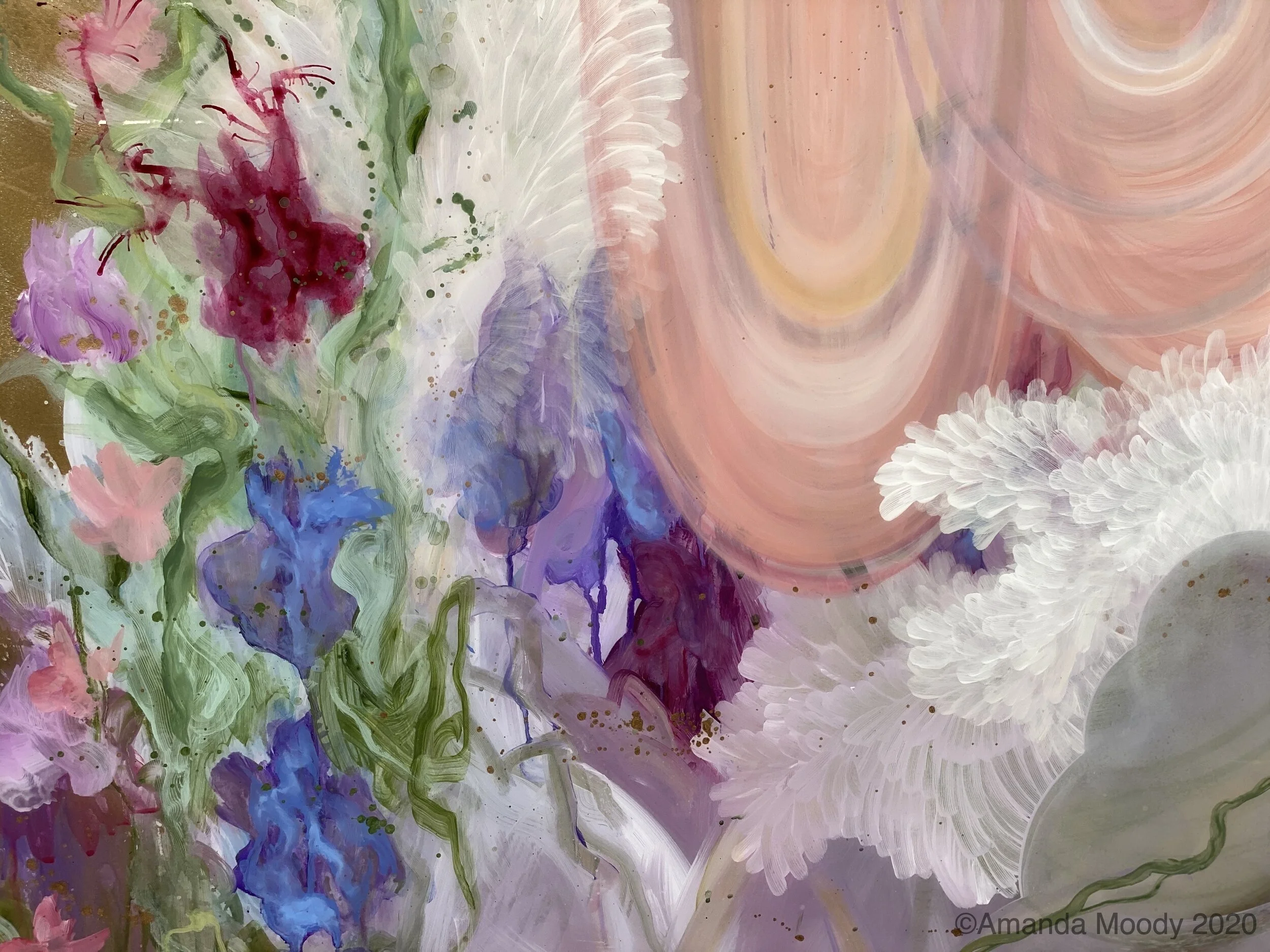detail of fairytale mixed media and resin on aluminum by NC artist Amanda Moody