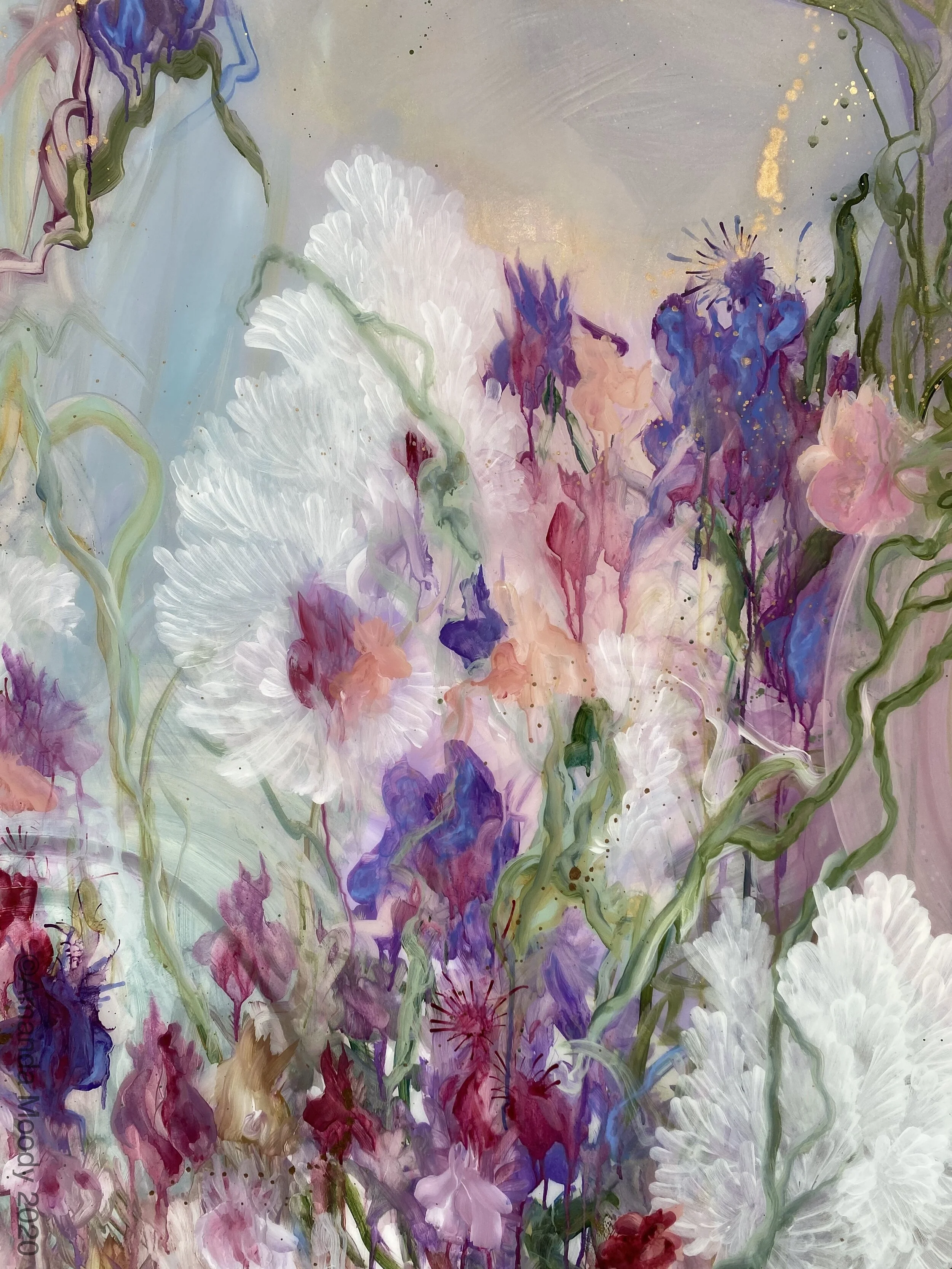 detail of fairytale mixed media and resin on aluminum by NC artist Amanda Moody