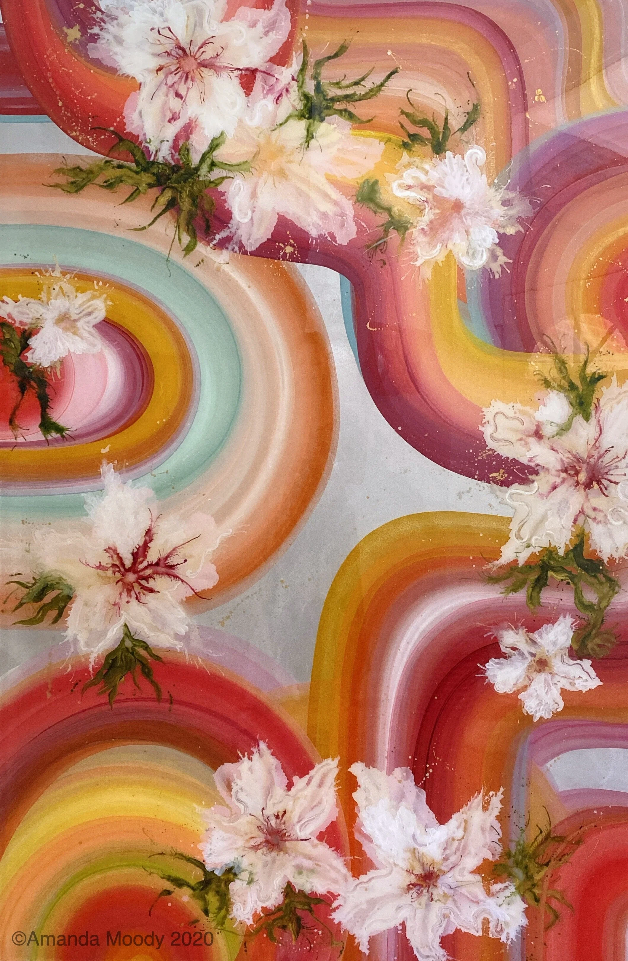 Acapulco 6x4' mixed media and resin on cradled aluminum by abstract artist Amanda Moody featured on The Design Network Commissioned Season 2