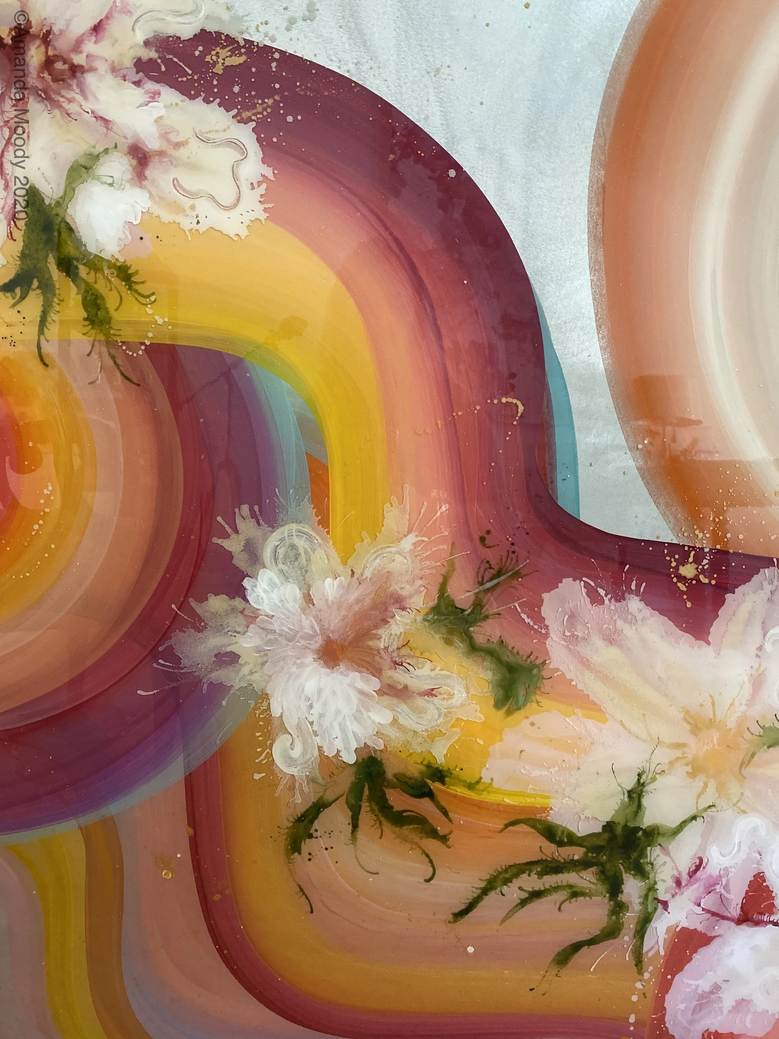 Acapulco 6x4' mixed media and resin on cradled aluminum by abstract artist Amanda Moody featured on The Design Network Commissioned Season 2