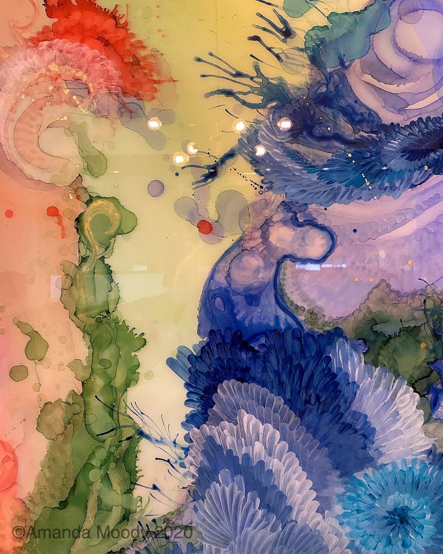 detail of andante mixed media resin art installation large scale abstract by nc artist amanda moody