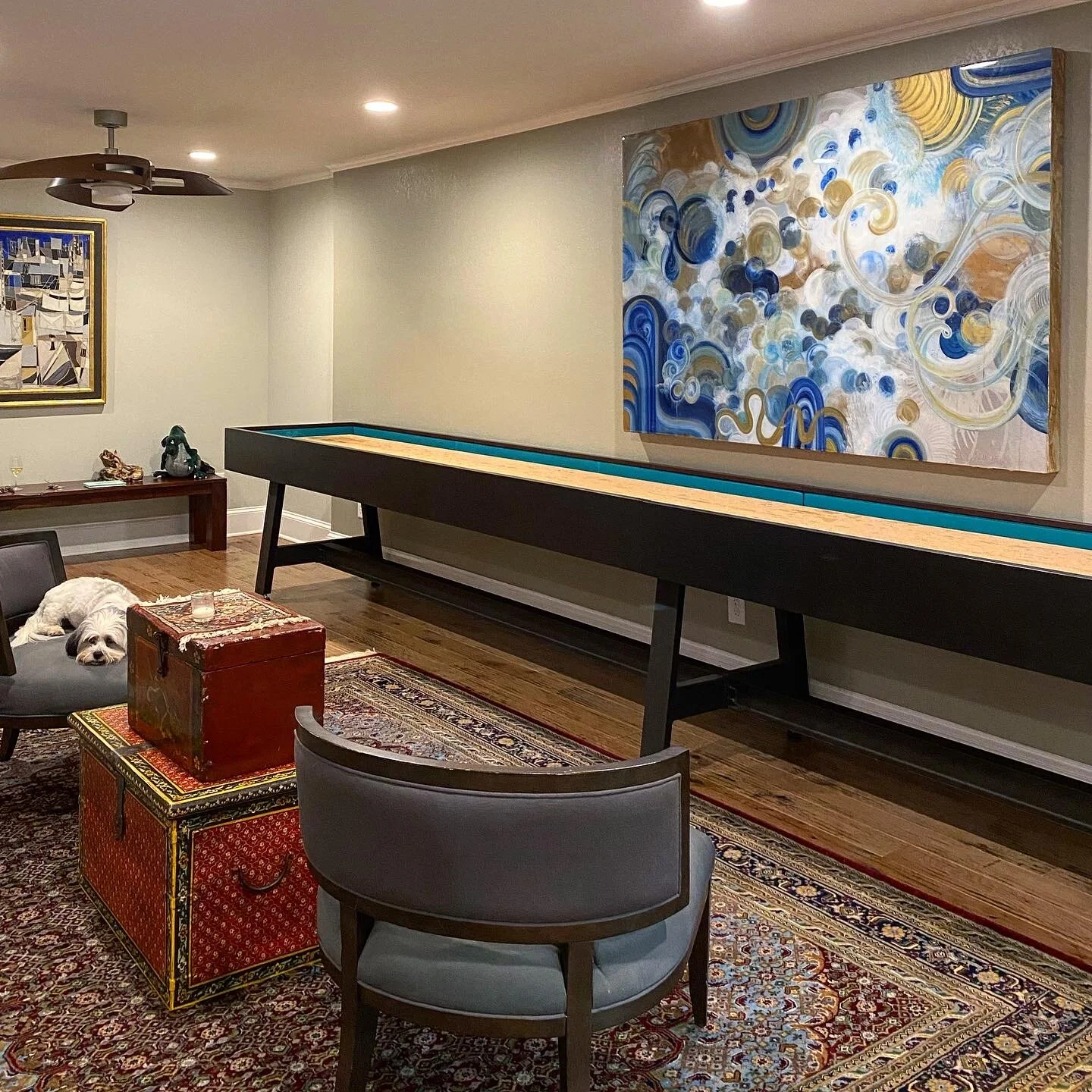 installation of passing through mixed media and resin by NC abstract artist Amanda Moody