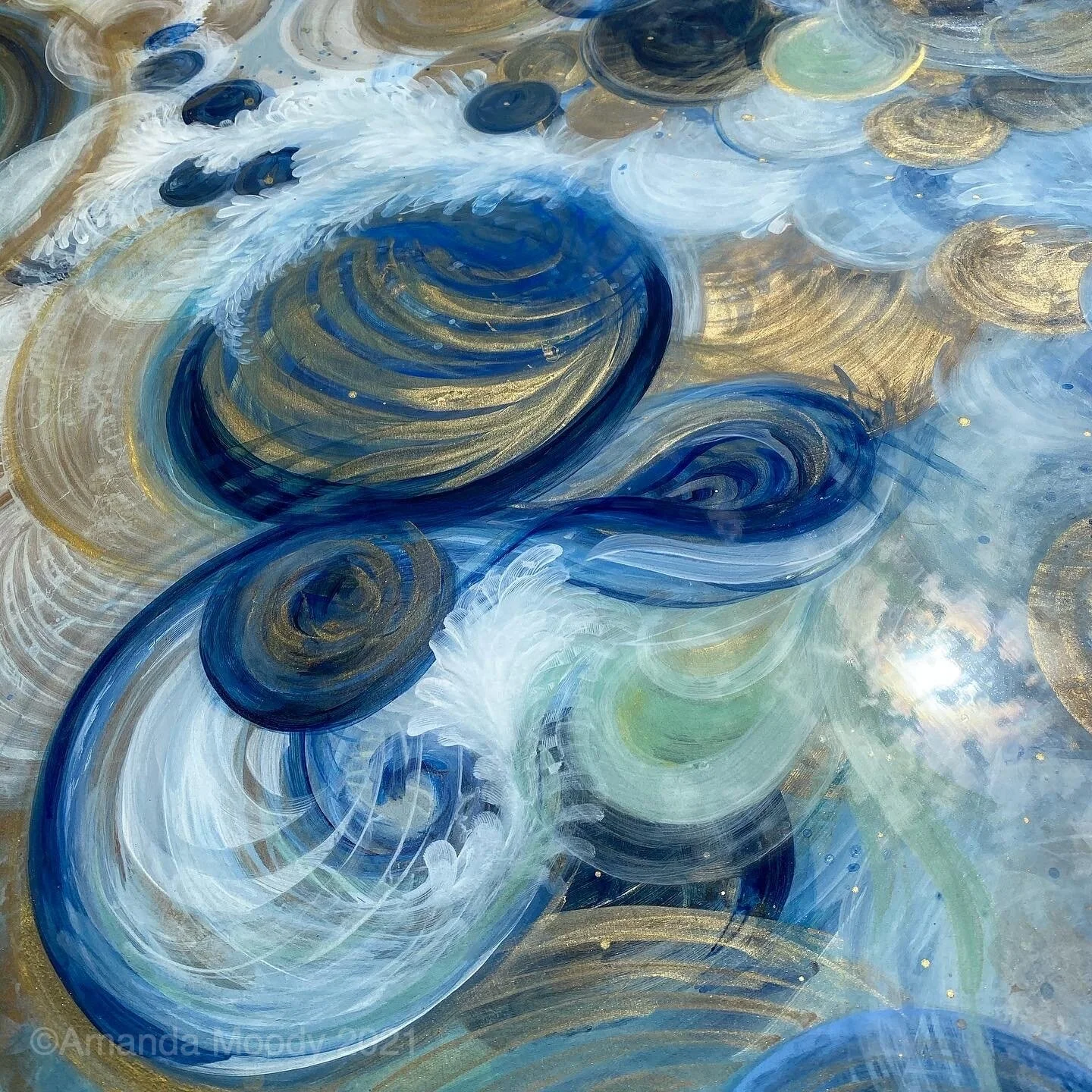 detail of passing through mixed media and resin by NC abstract artist Amanda Moody