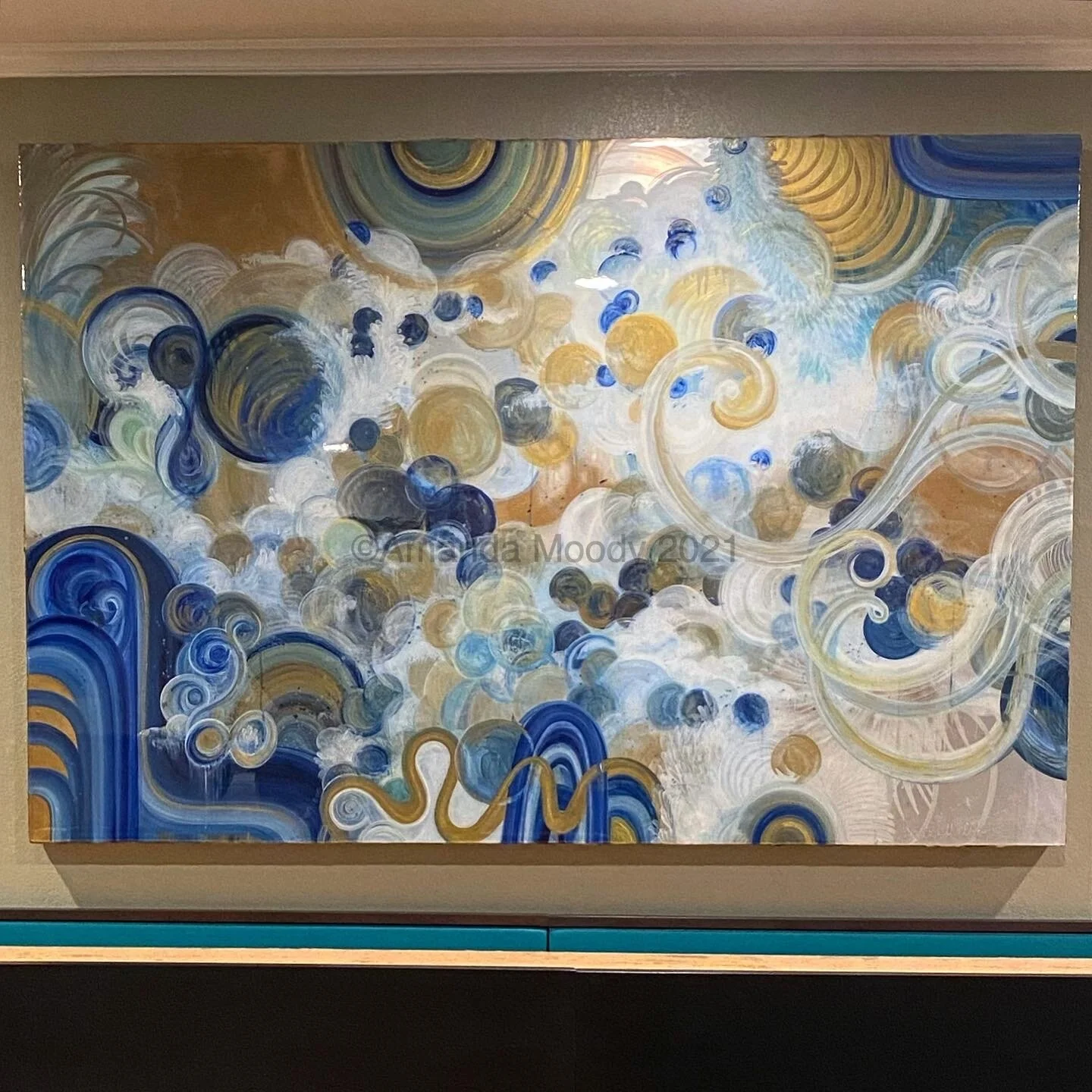 detail of passing through mixed media and resin by NC abstract artist Amanda Moody