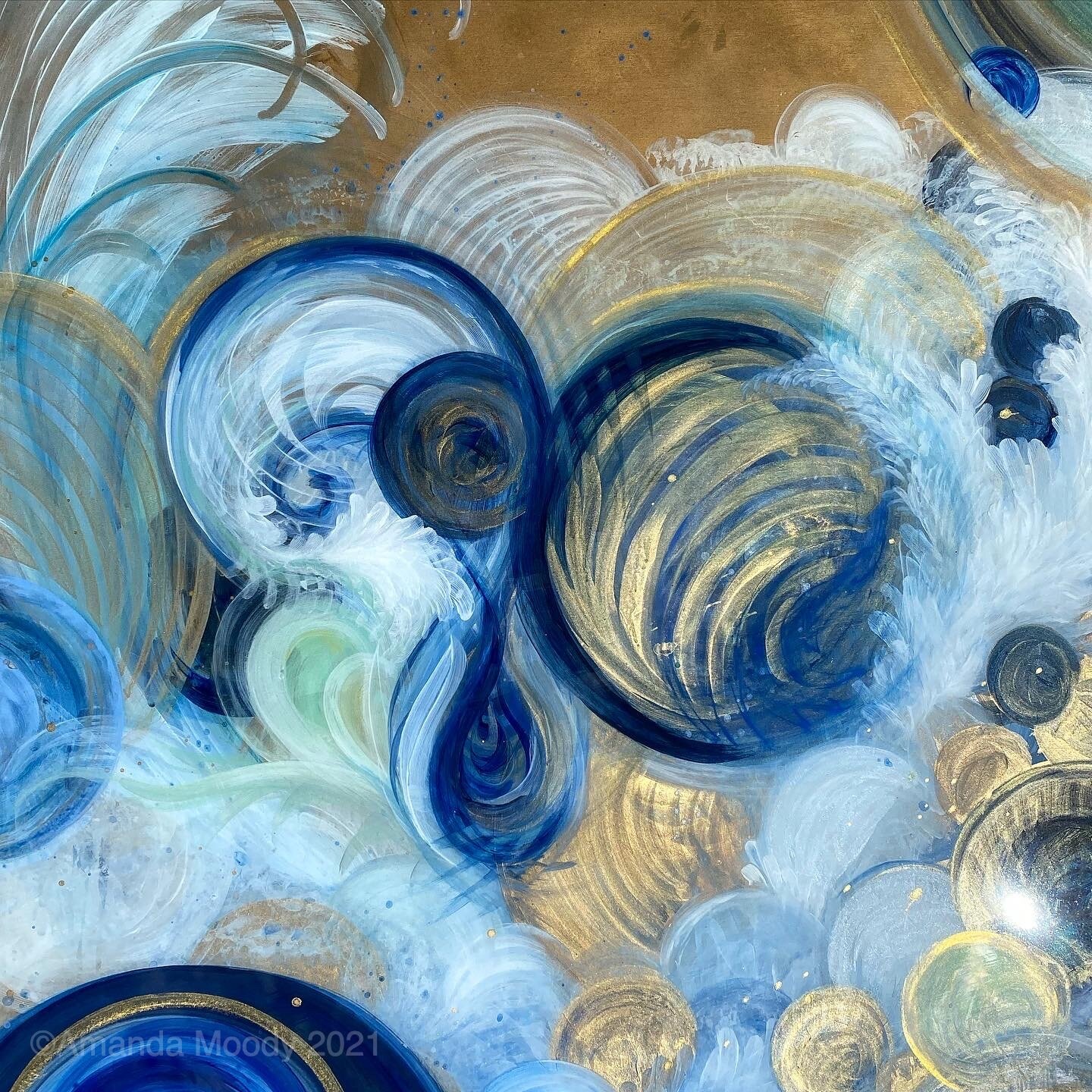 detail of passing through mixed media and resin by NC abstract artist Amanda Moody