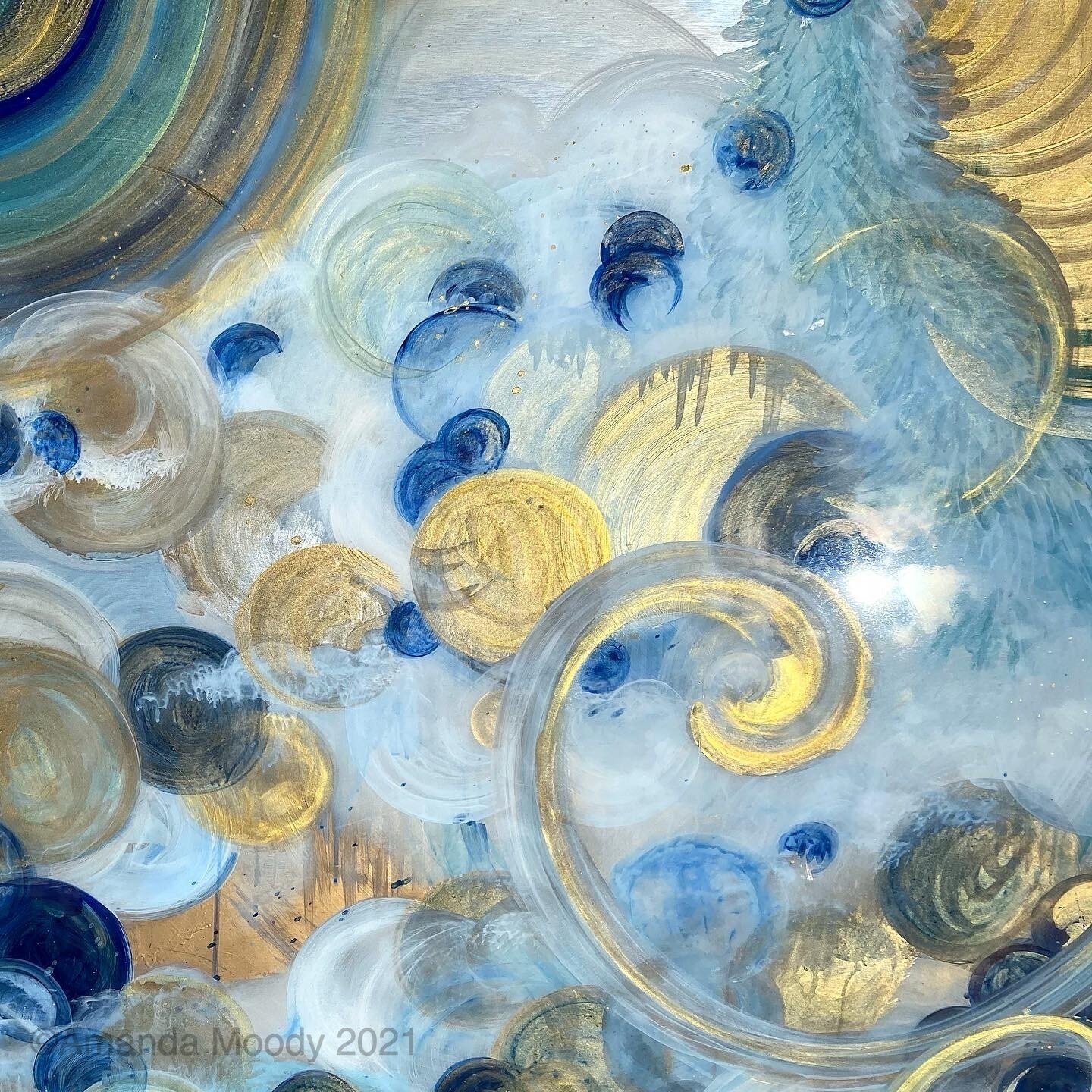 detail of passing through mixed media and resin by NC abstract artist Amanda Moody