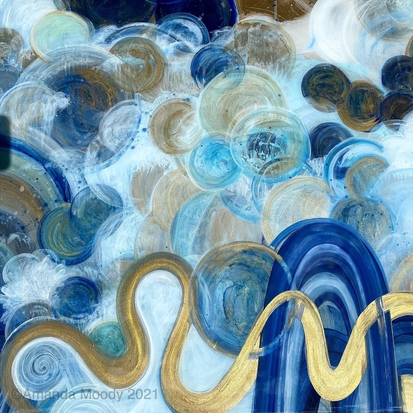 detail of passing through mixed media and resin by NC abstract artist Amanda Moody