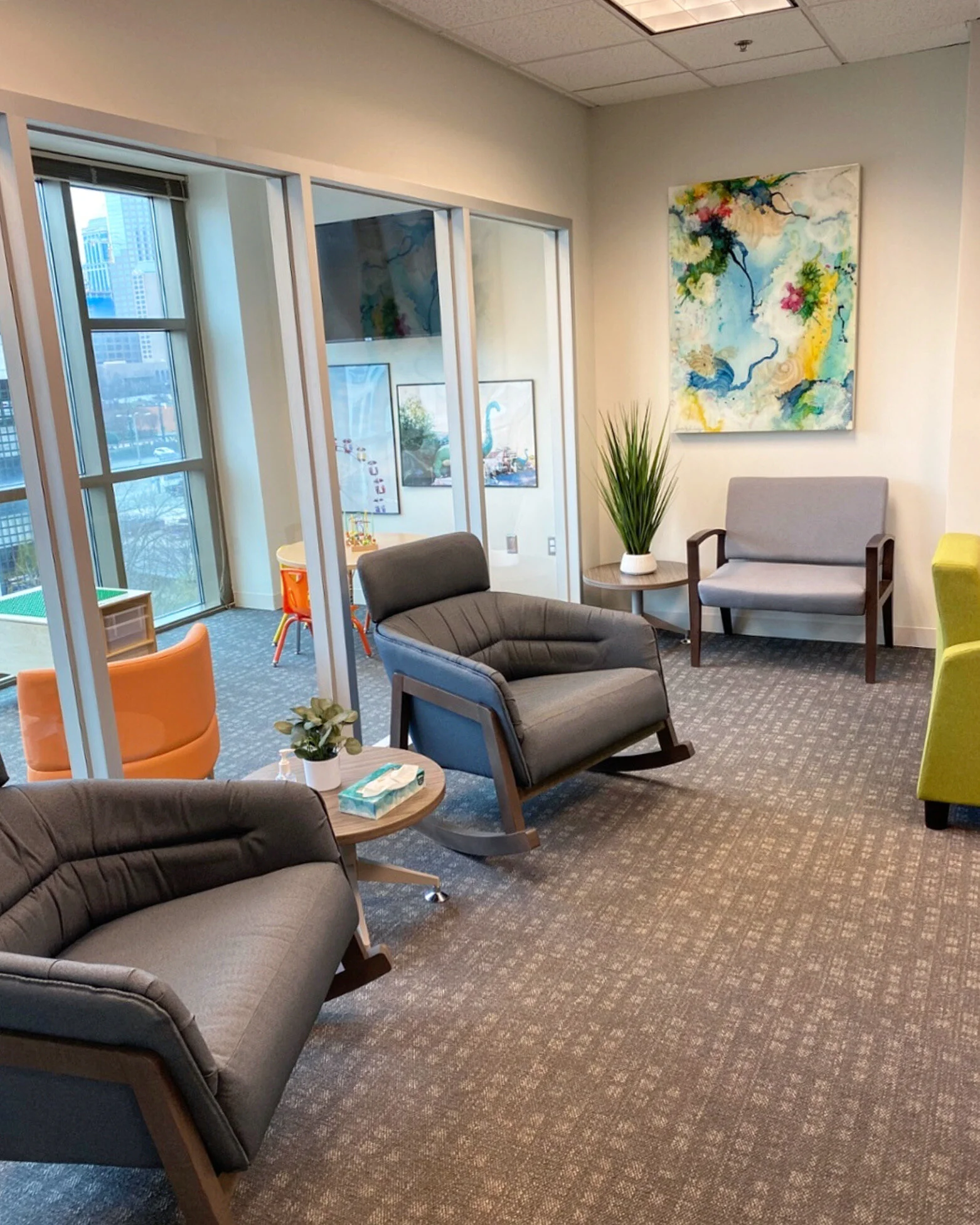 ripple abstract resin art by NC artist Amanda Moody in the Safe Alliance Survivor Resource Center in Charlotte, NC