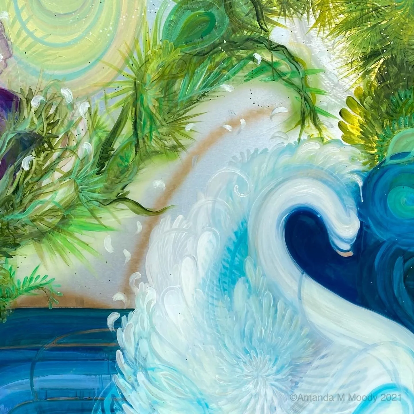 oracle mixed media and resin on aluminum by north carolina abstract artist amanda moody