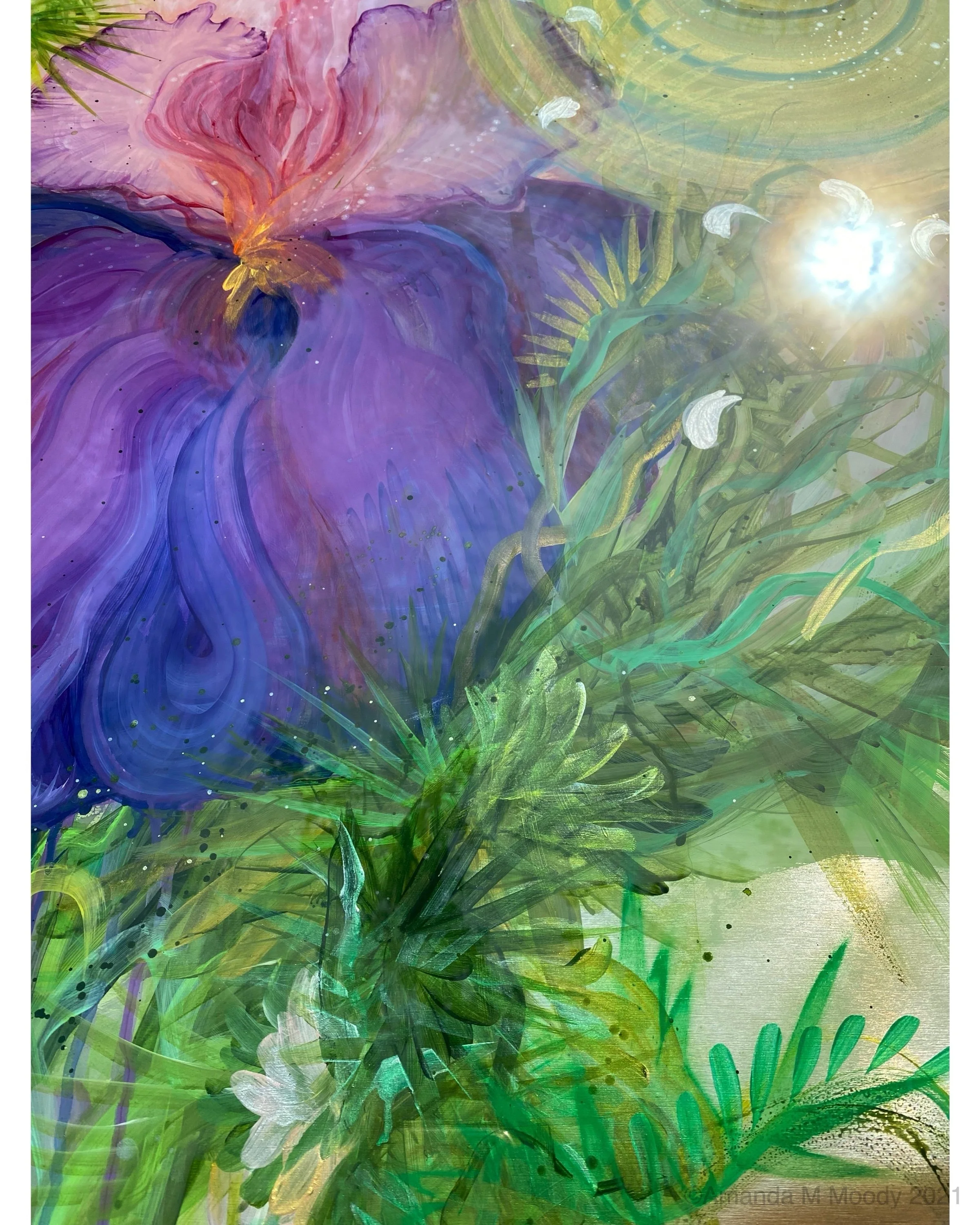 oracle mixed media and resin on aluminum by north carolina abstract artist amanda moody