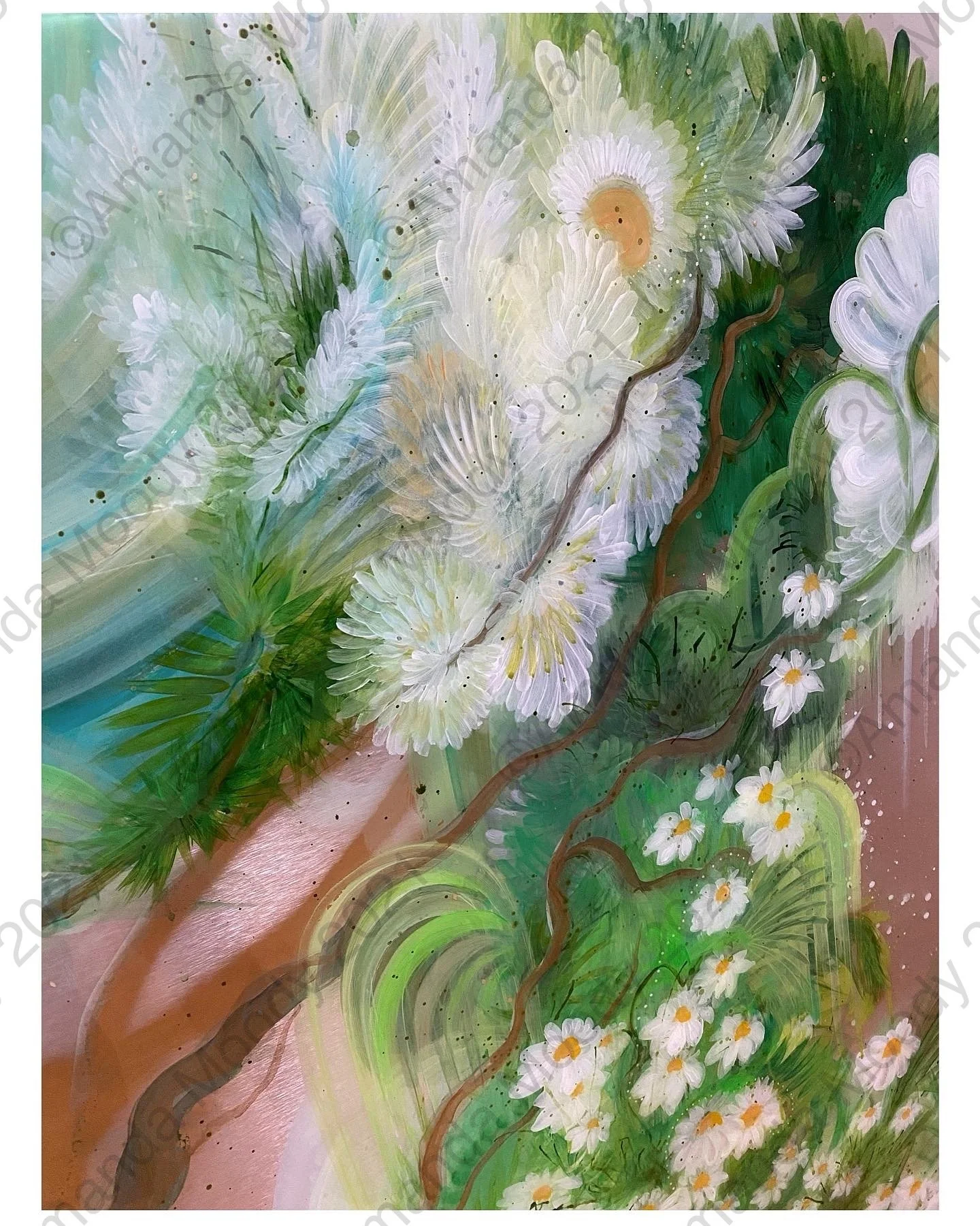 detail of absinthe mixed media abstract art copyright Amanda Moody for bombshelves 