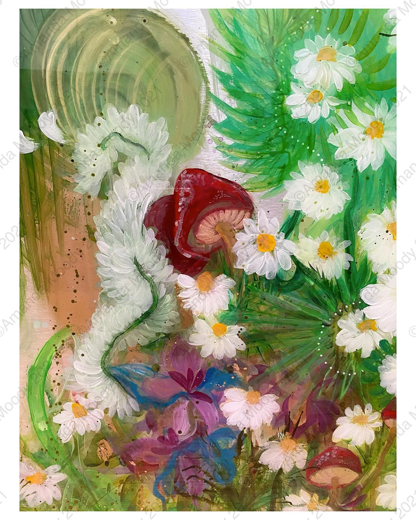 detail of absinthe mixed media abstract art copyright Amanda Moody for bombshelves 