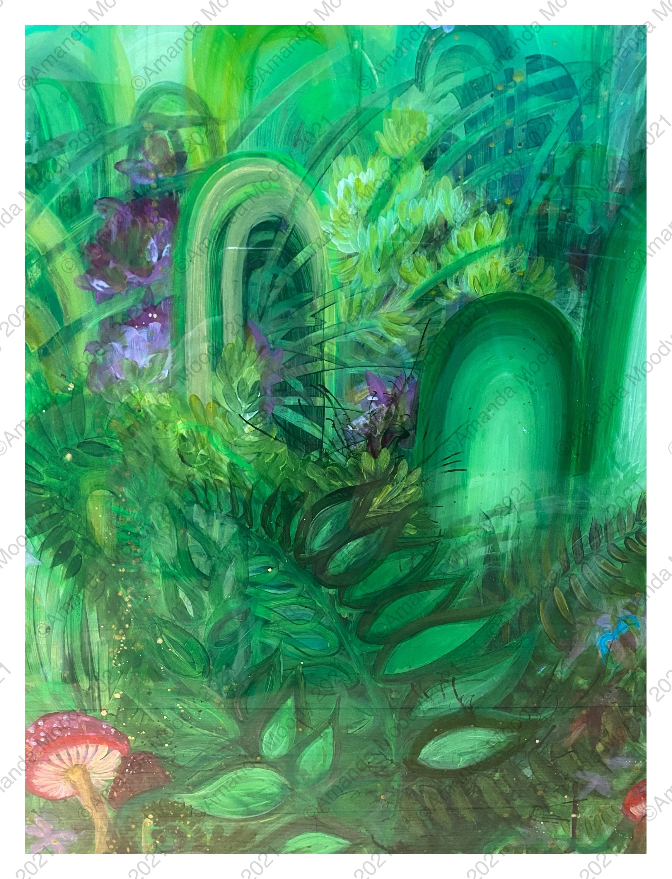 detail of absinthe mixed media abstract art copyright Amanda Moody for bombshelves 