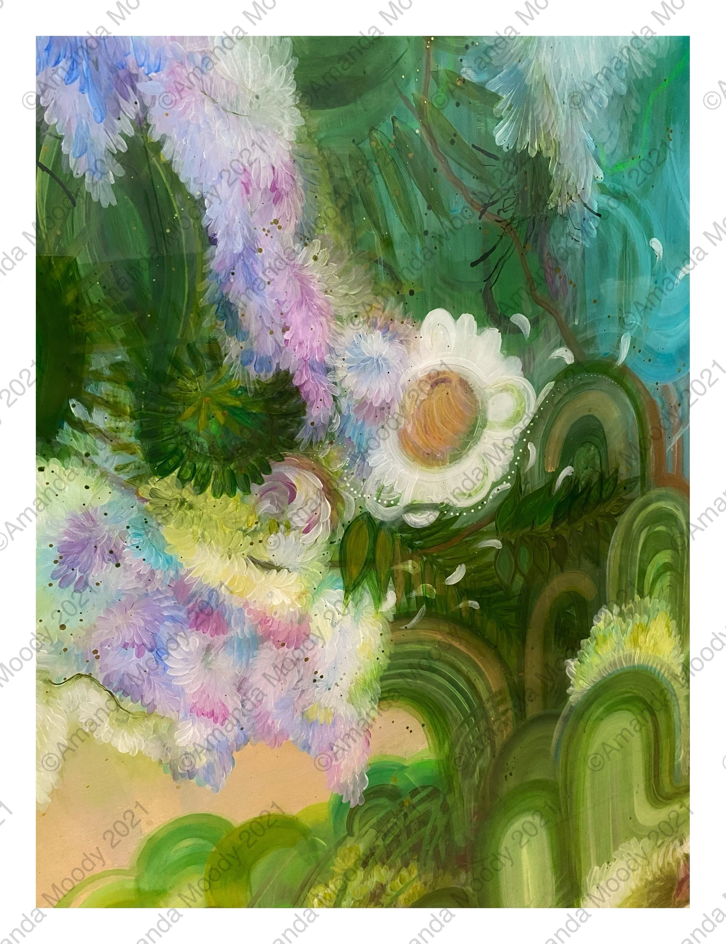 detail of absinthe mixed media abstract art copyright Amanda Moody for bombshelves 