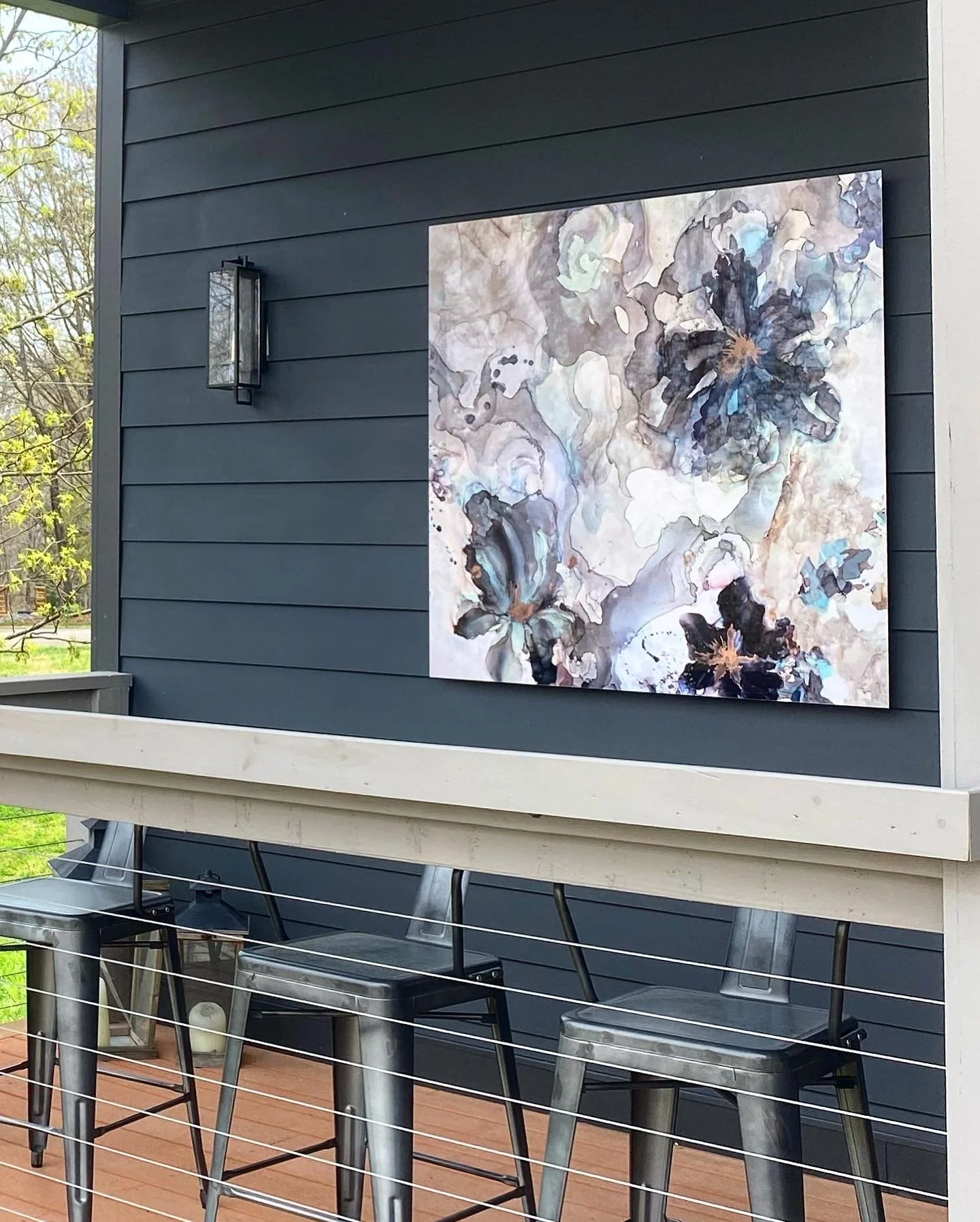 installation of digital aluminum print smoke and mirrors by contemporary mixed media artist Amanda Moody