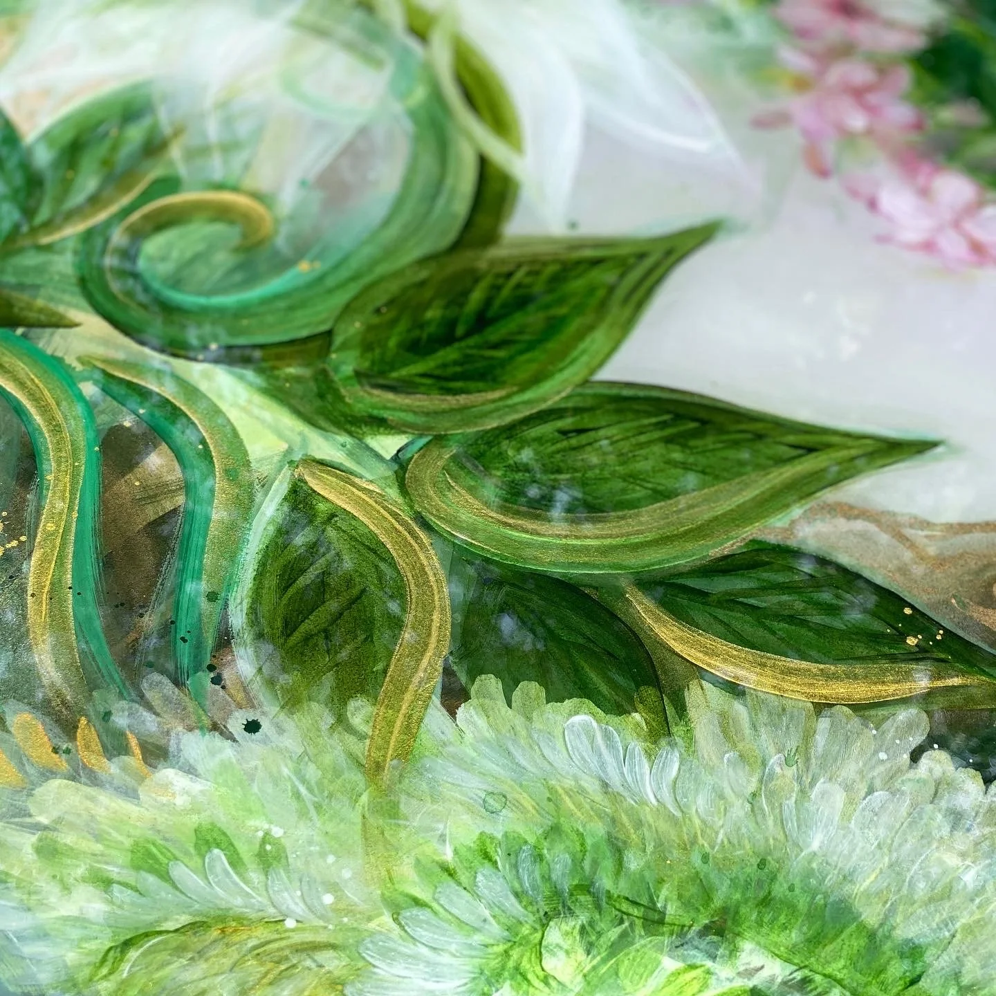 ephemera mixed media abstract floral resin art by NC contemporary artist Amanda Moody