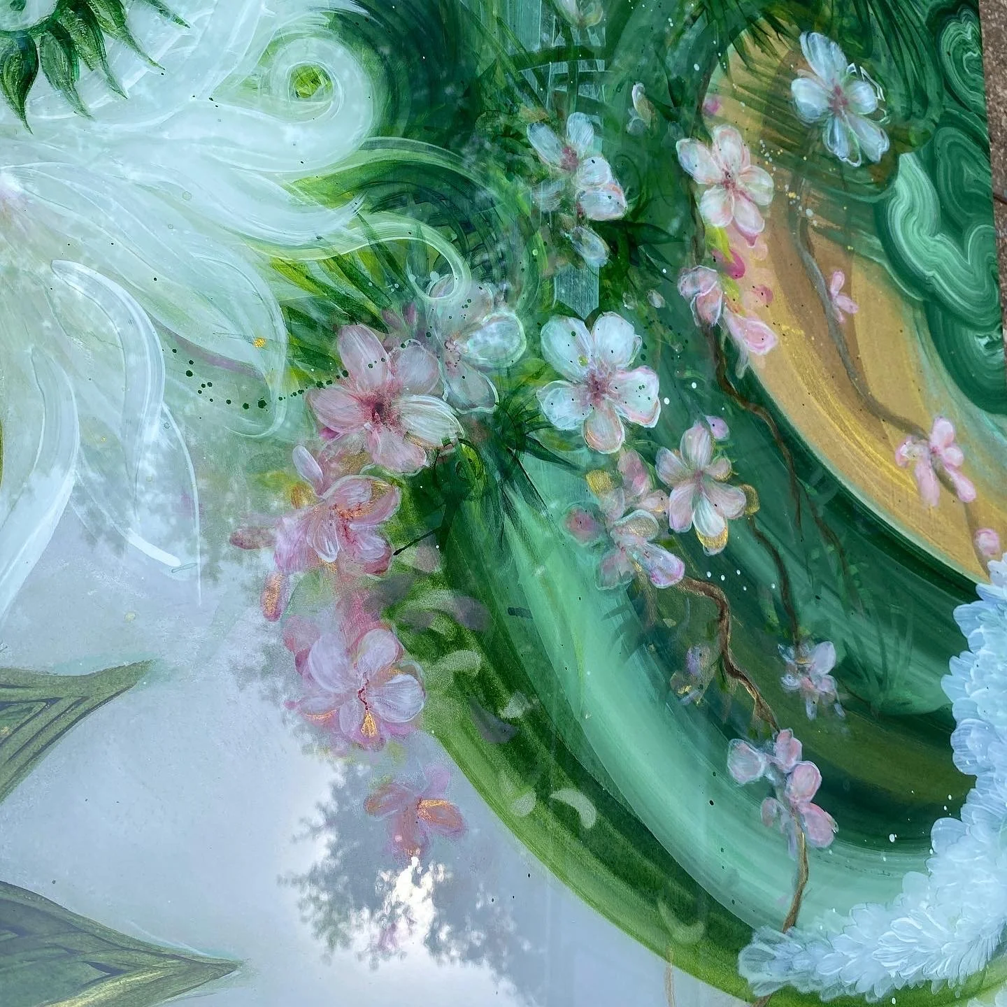 ephemera mixed media abstract floral resin art by NC contemporary artist Amanda Moody