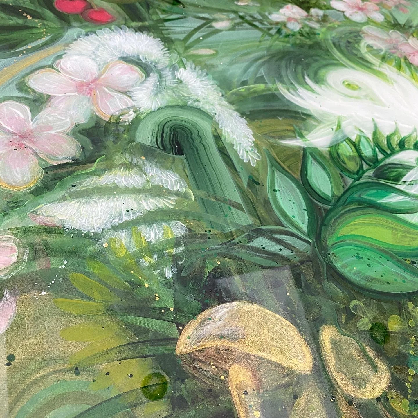 ephemera mixed media abstract floral resin art by NC contemporary artist Amanda Moody