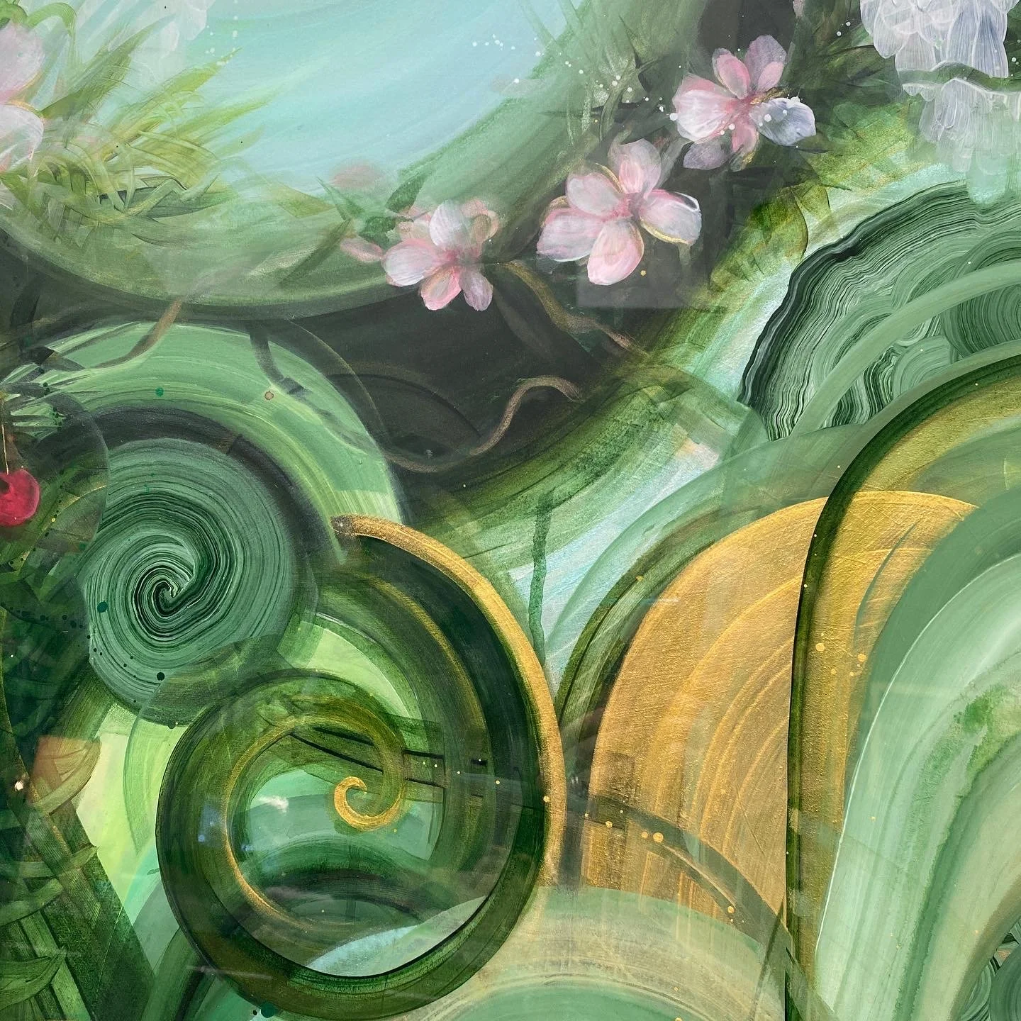 ephemera mixed media abstract floral resin art by NC contemporary artist Amanda Moody