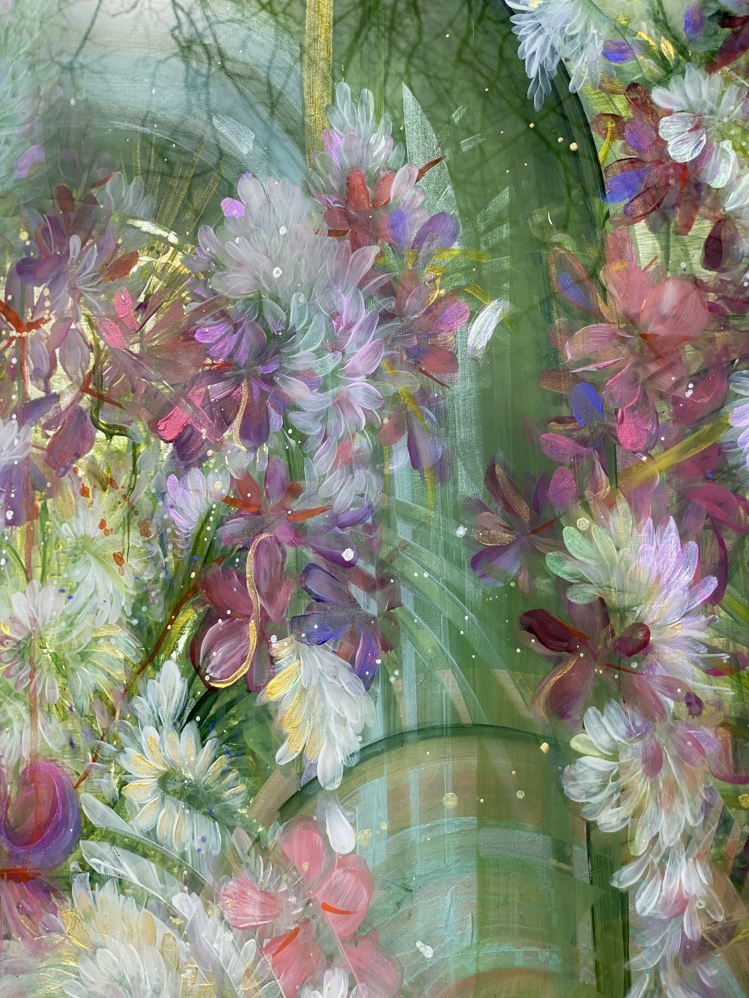 detail of eden mixed media contemporary landscape abstract floral by artist amanda moody