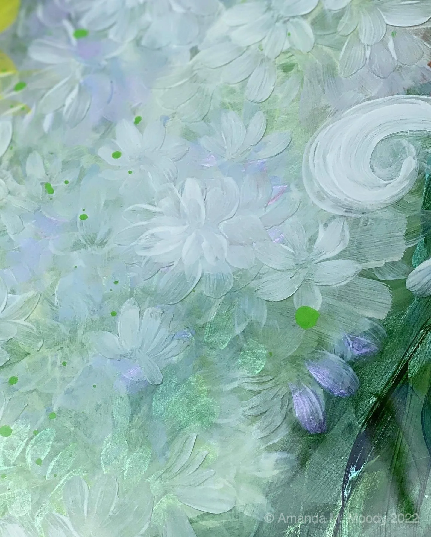 wonderland abstract floral mixed media resin by north carolina artist Amanda Moody