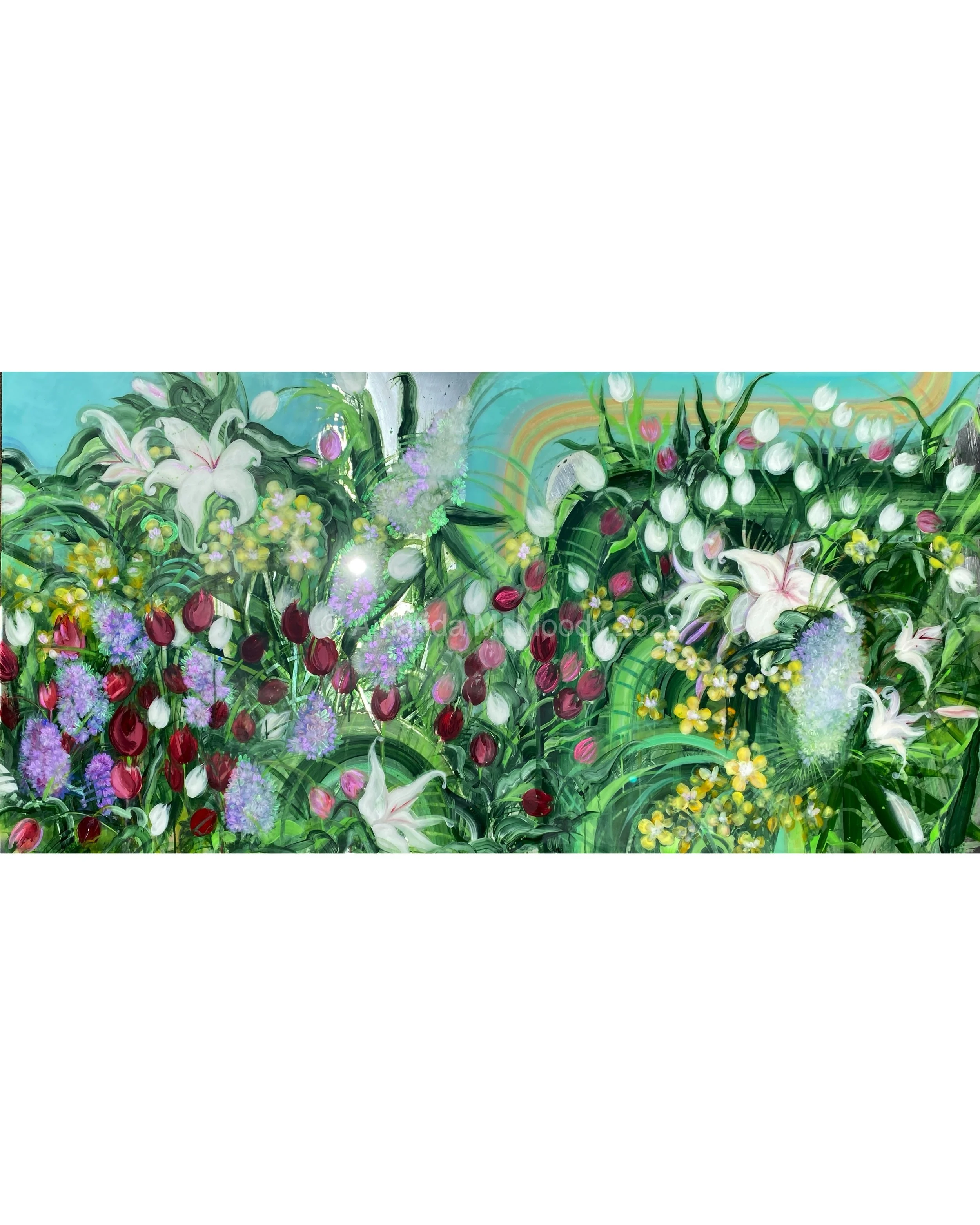 wonderland abstract floral mixed media resin by north carolina artist Amanda Moody