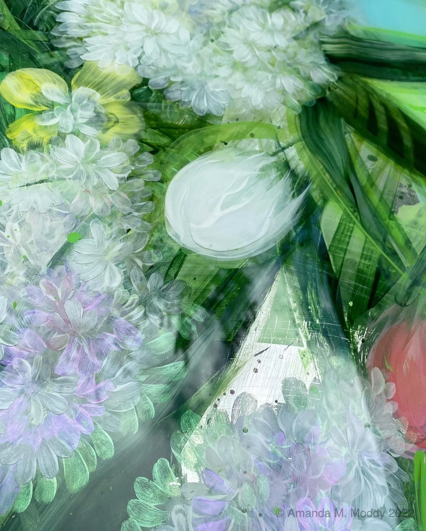 wonderland abstract floral mixed media resin by north carolina artist Amanda Moody