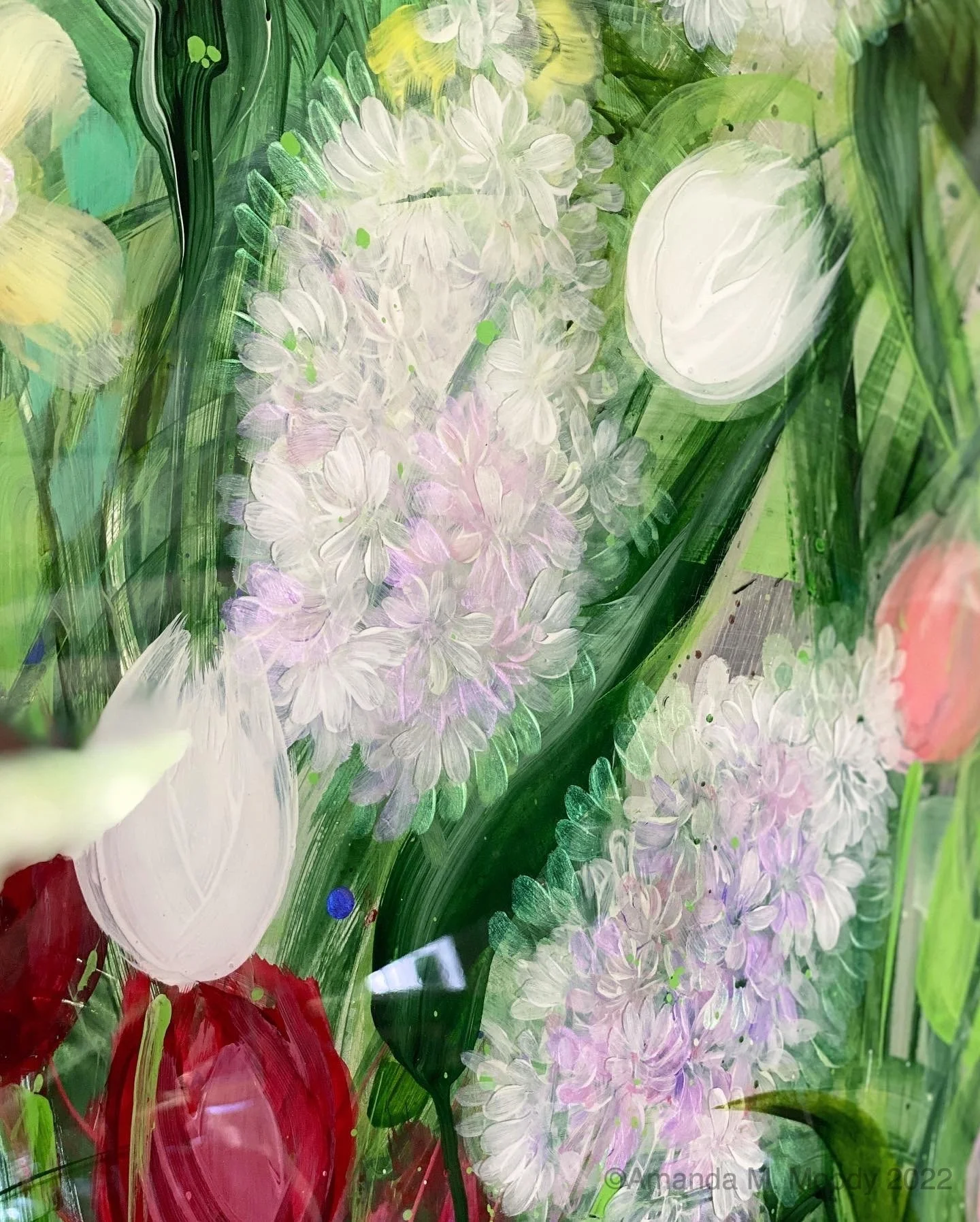 wonderland abstract floral mixed media resin by north carolina artist Amanda Moody