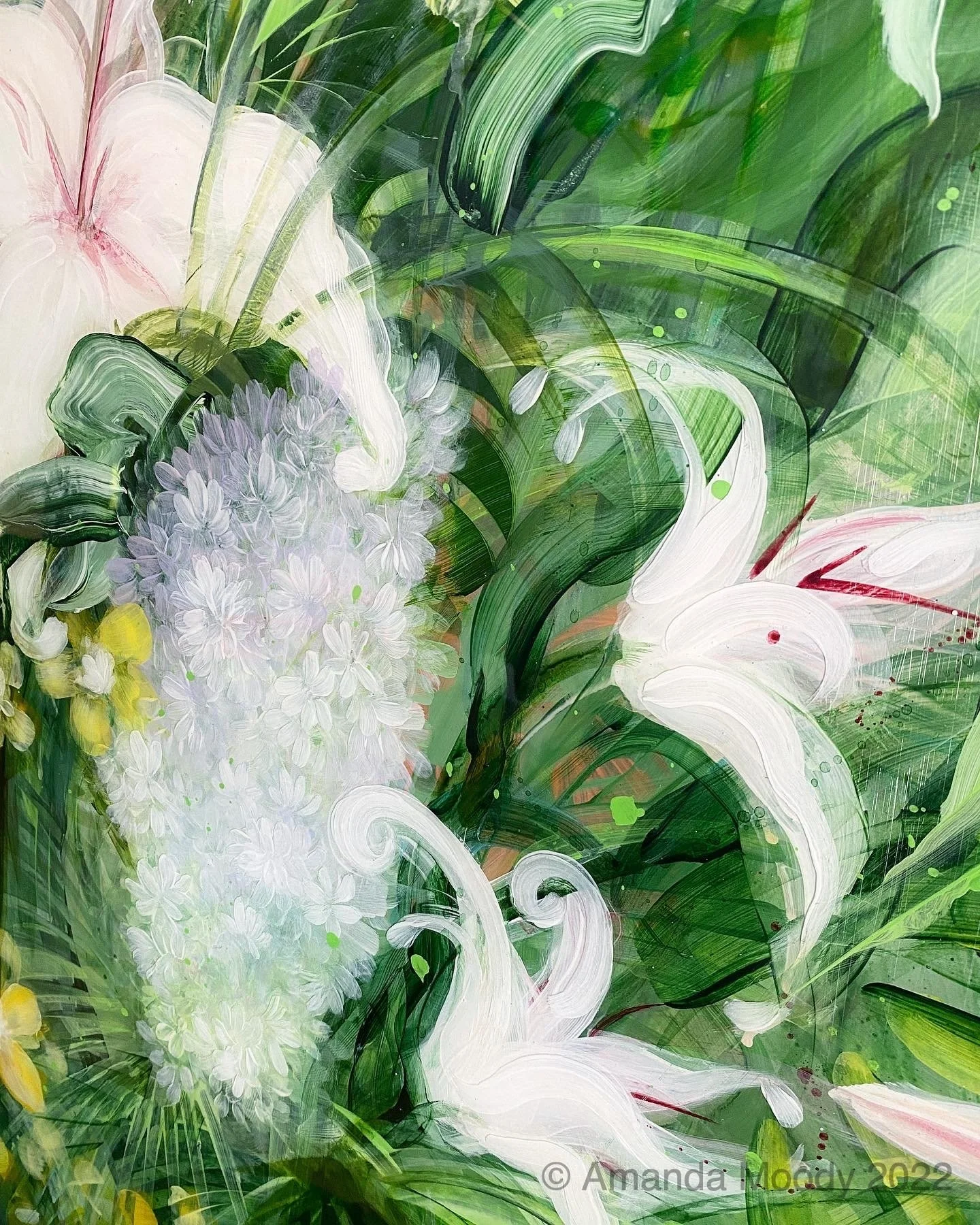 wonderland abstract floral mixed media resin by north carolina artist Amanda Moody