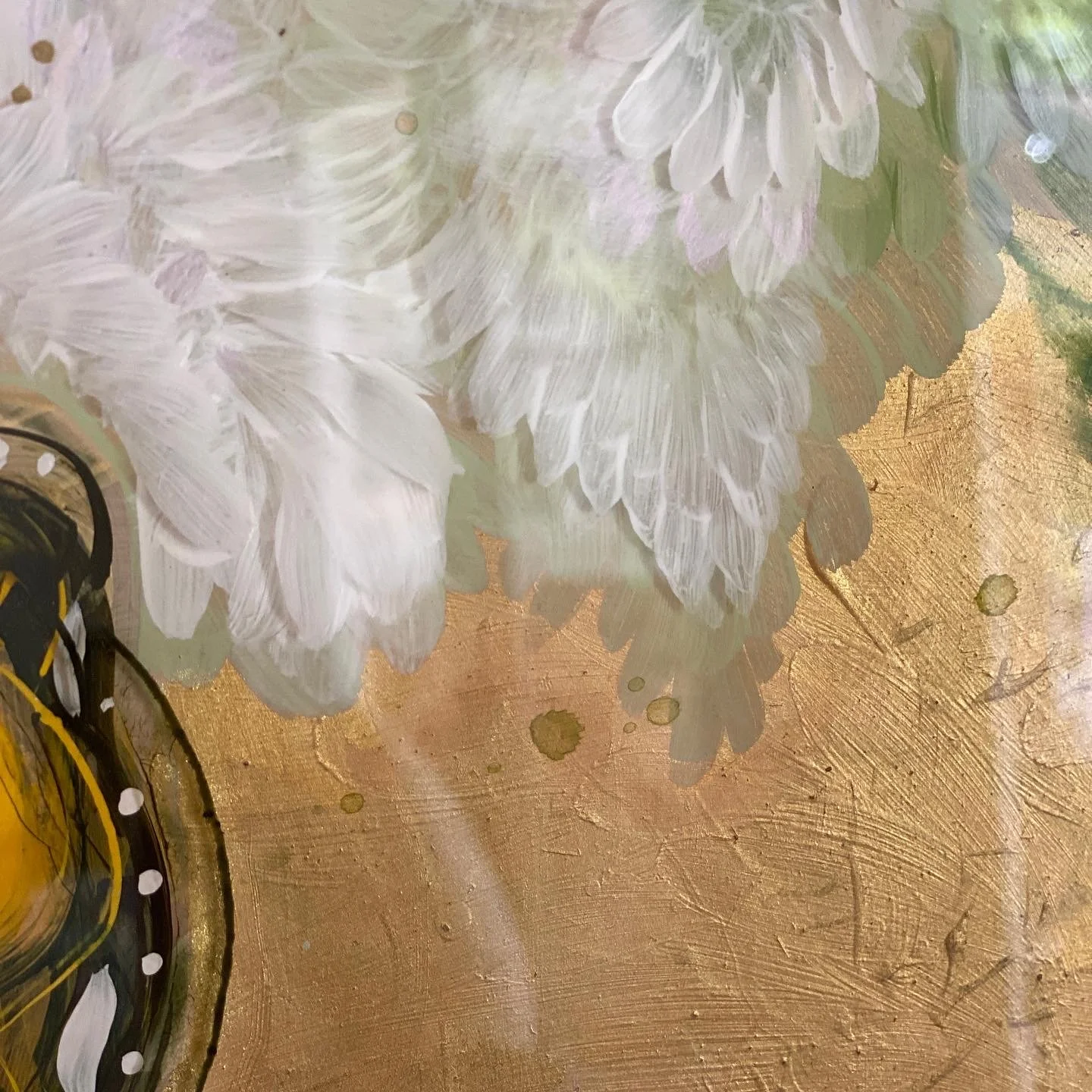 Detail of Belladonna abstract floral monarch butterfly by nc artist Amanda moody