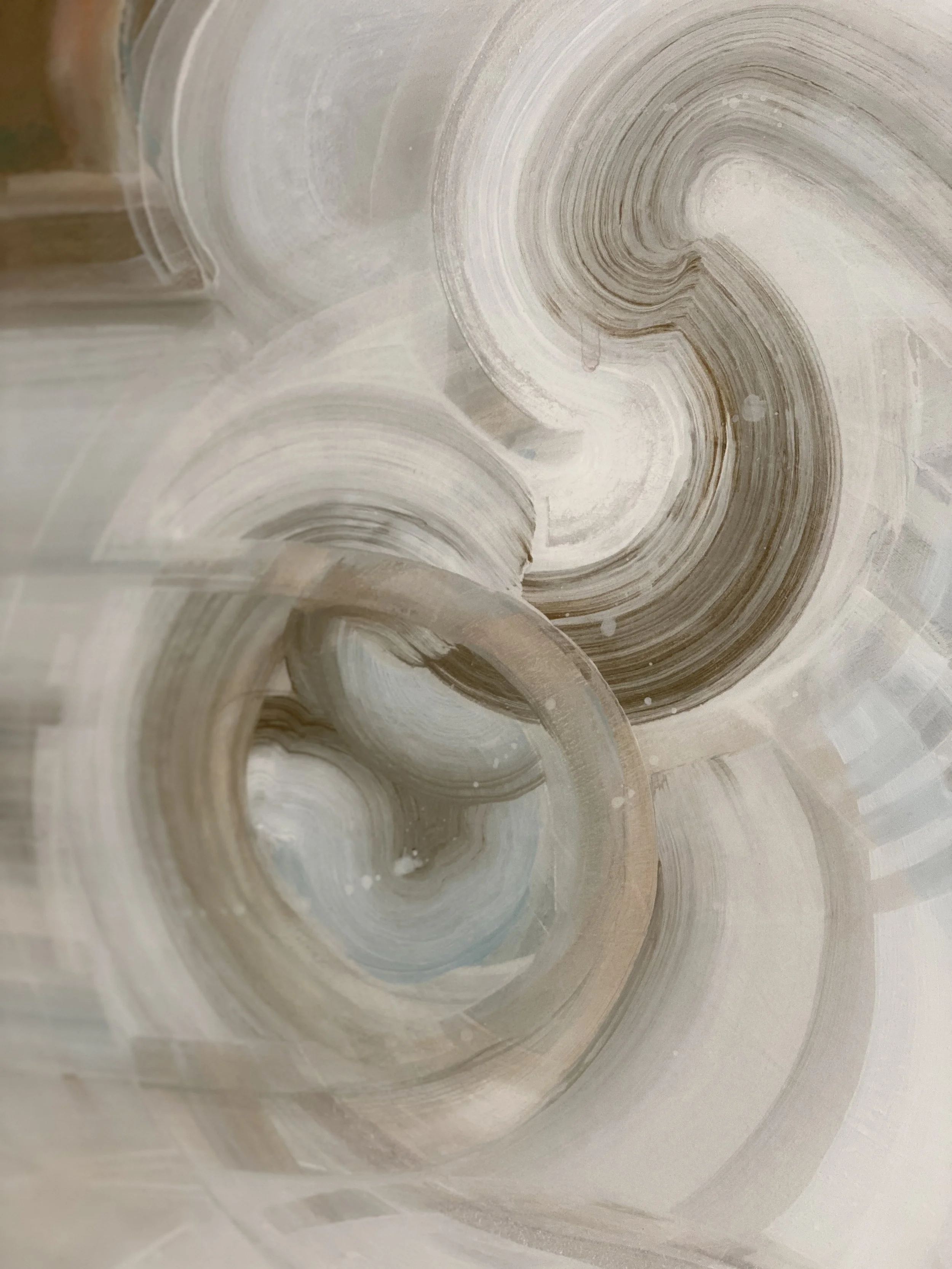 Detail of Alignment mixed media resin contemporary landscape on wood by nc artist Amanda moody