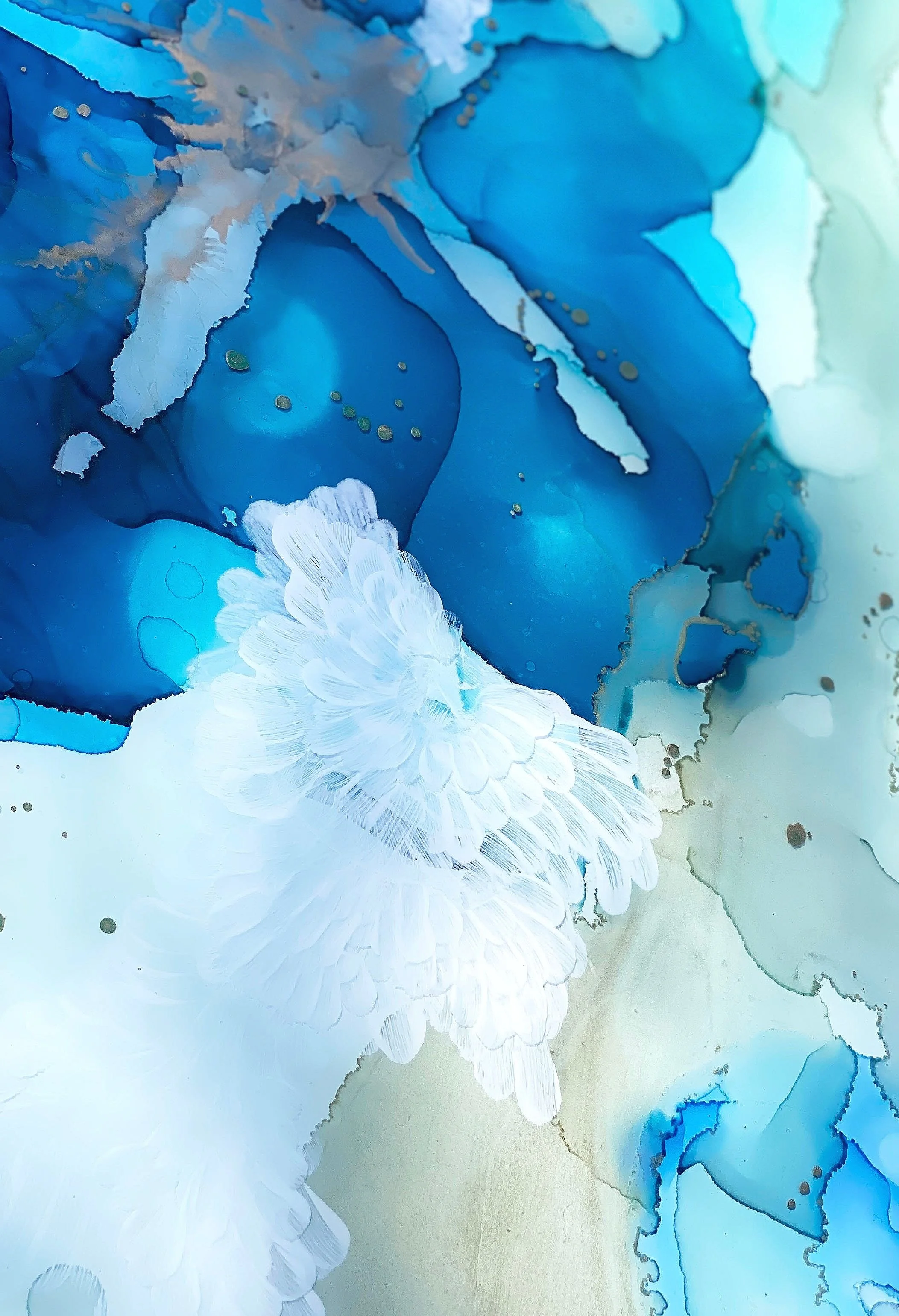 detail of layered resin contemporary floral by north carolina abstract artist amanda moody