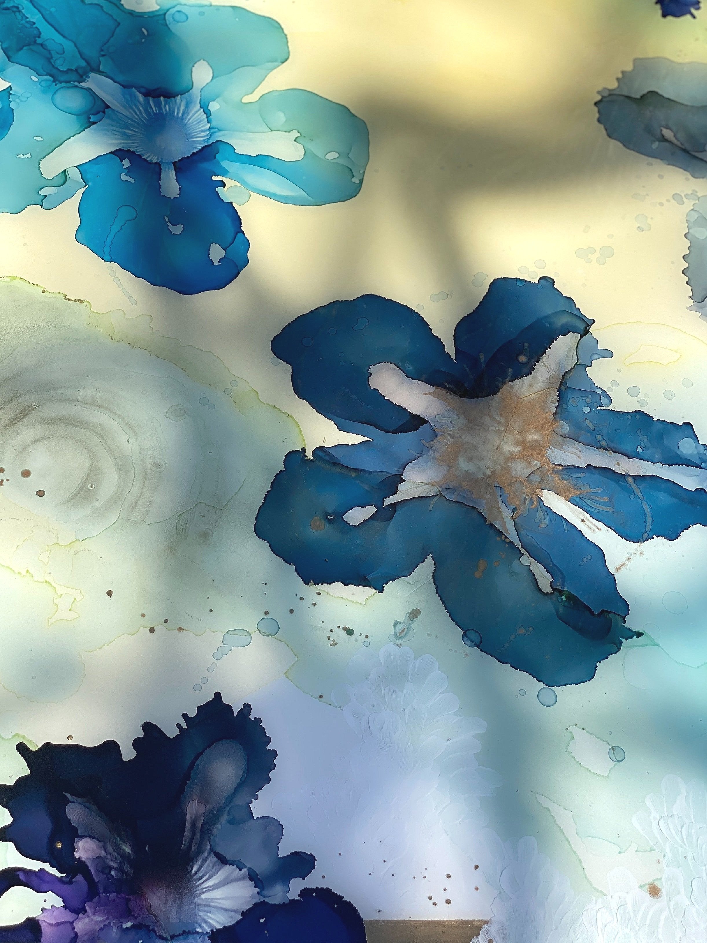  detail of layered resin contemporary floral by north carolina abstract artist amanda moody 