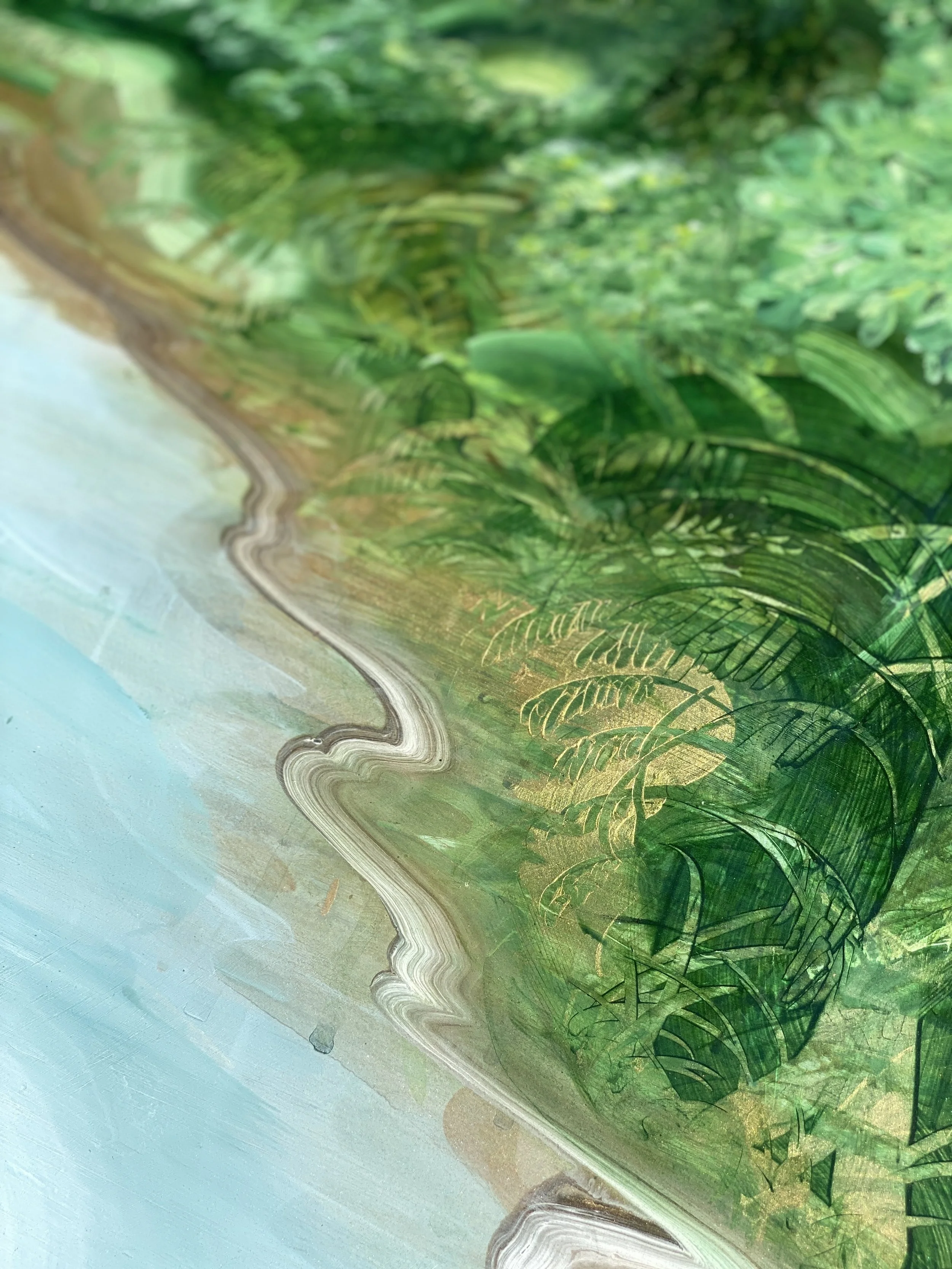 detail of contemporary landscape earth ship by nc abstract artist amanda moody.